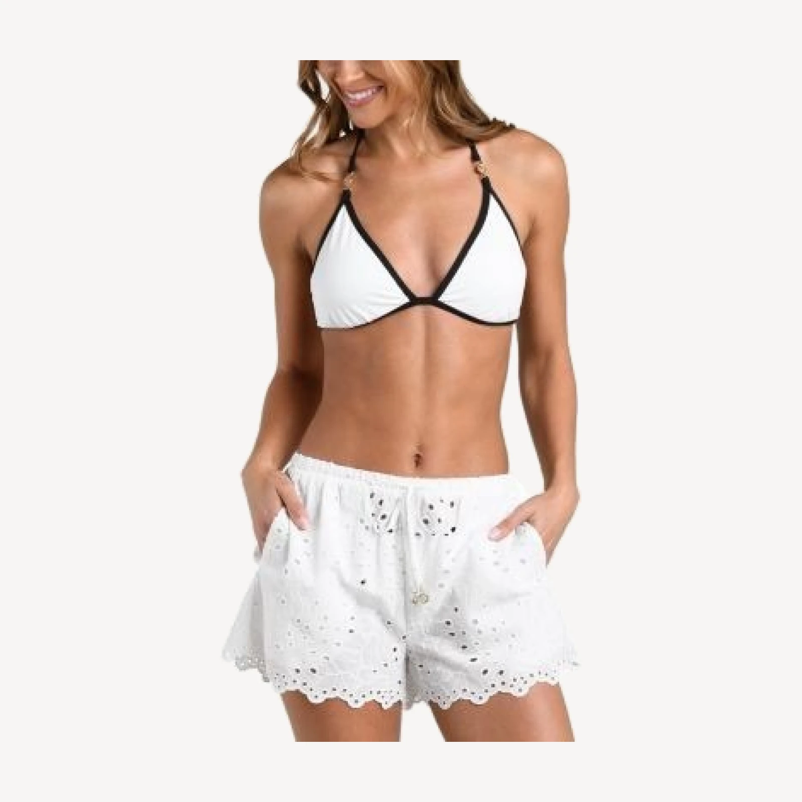 L'Agence Enyo Monstera Eyelet Cover-Up Shorts