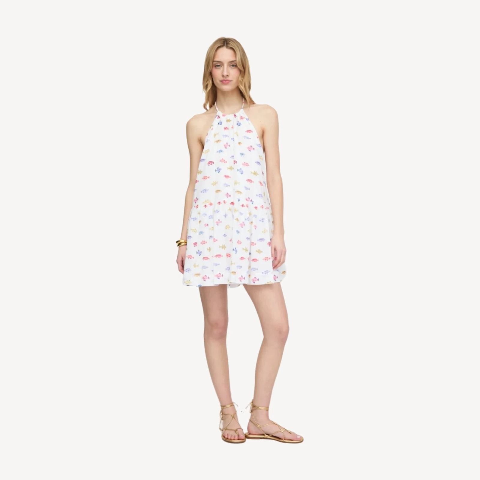 The Sol Tunic Dress - White Rainbow Fish