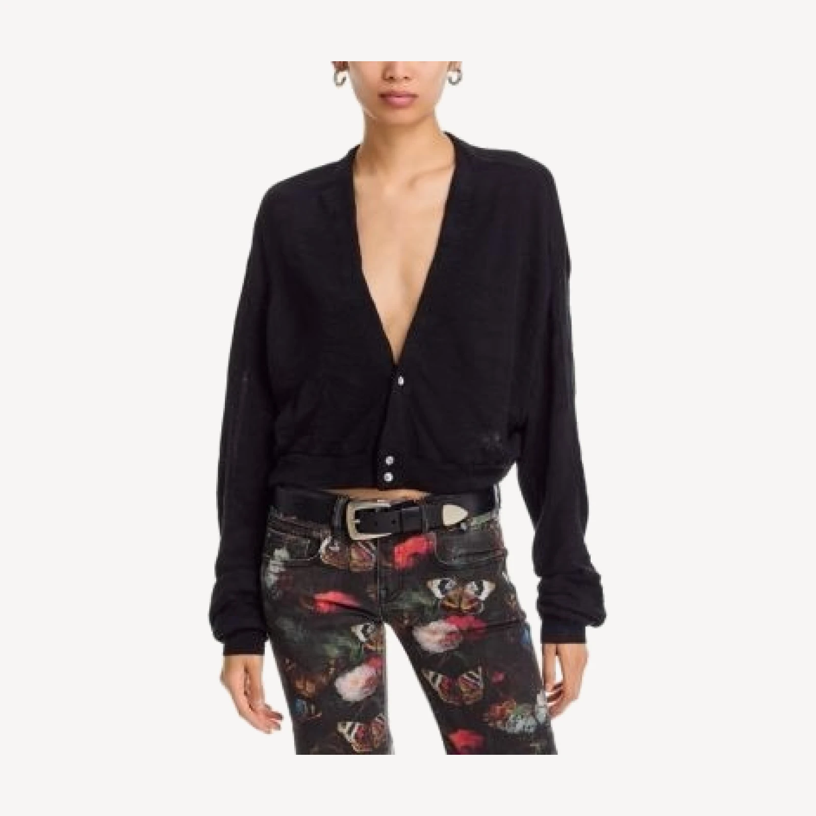 R13 Merino Wool Cropped Cardigan