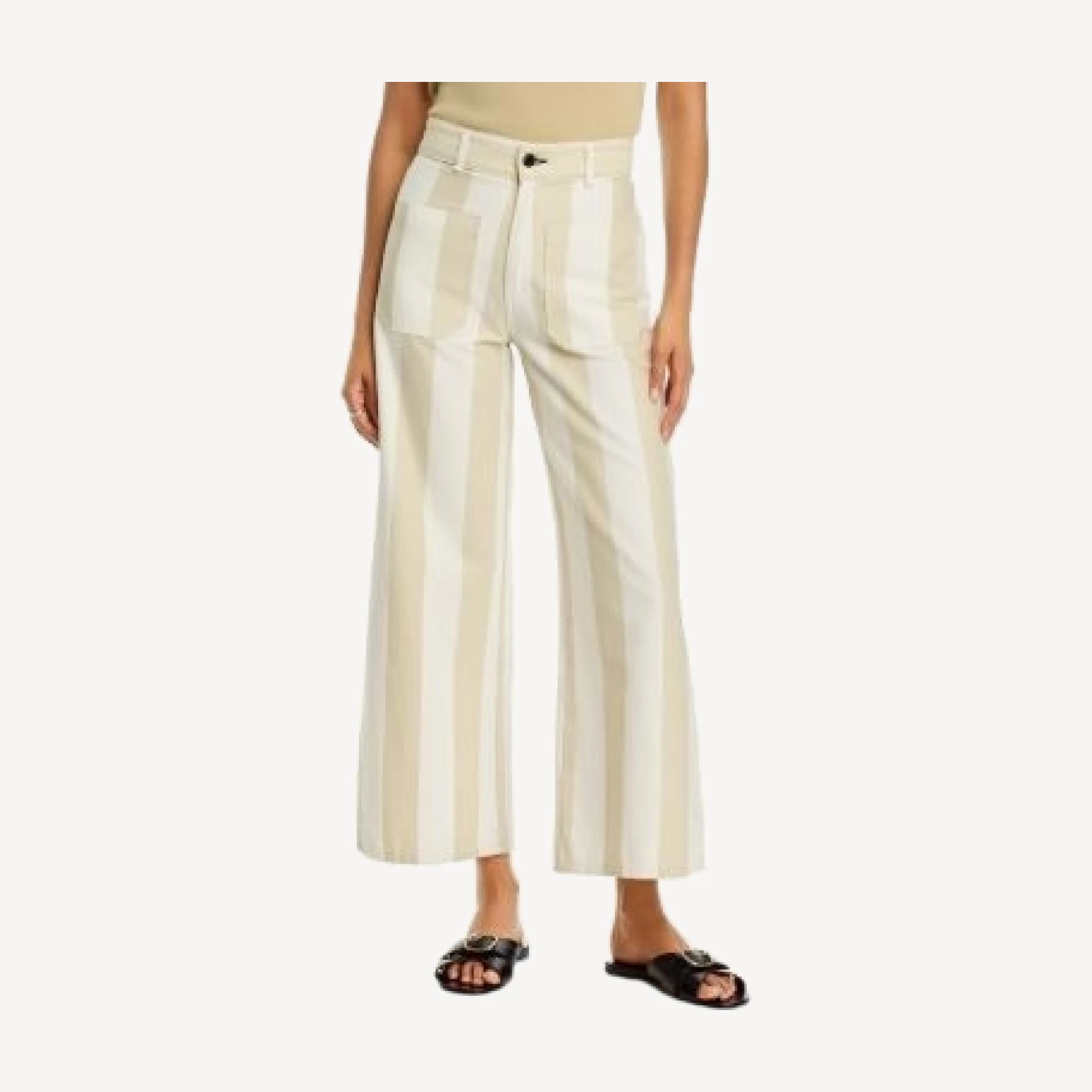Askk Ny Cropped Sailor High Rise Jeans in Sand Stripe