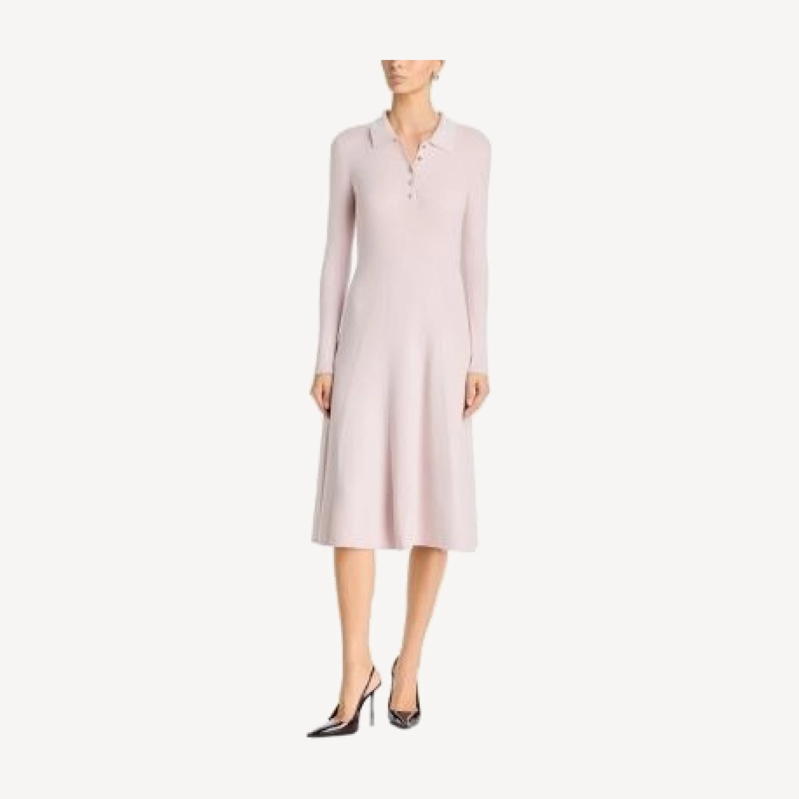 T Tahari Ribbed Polo Midi Dress
