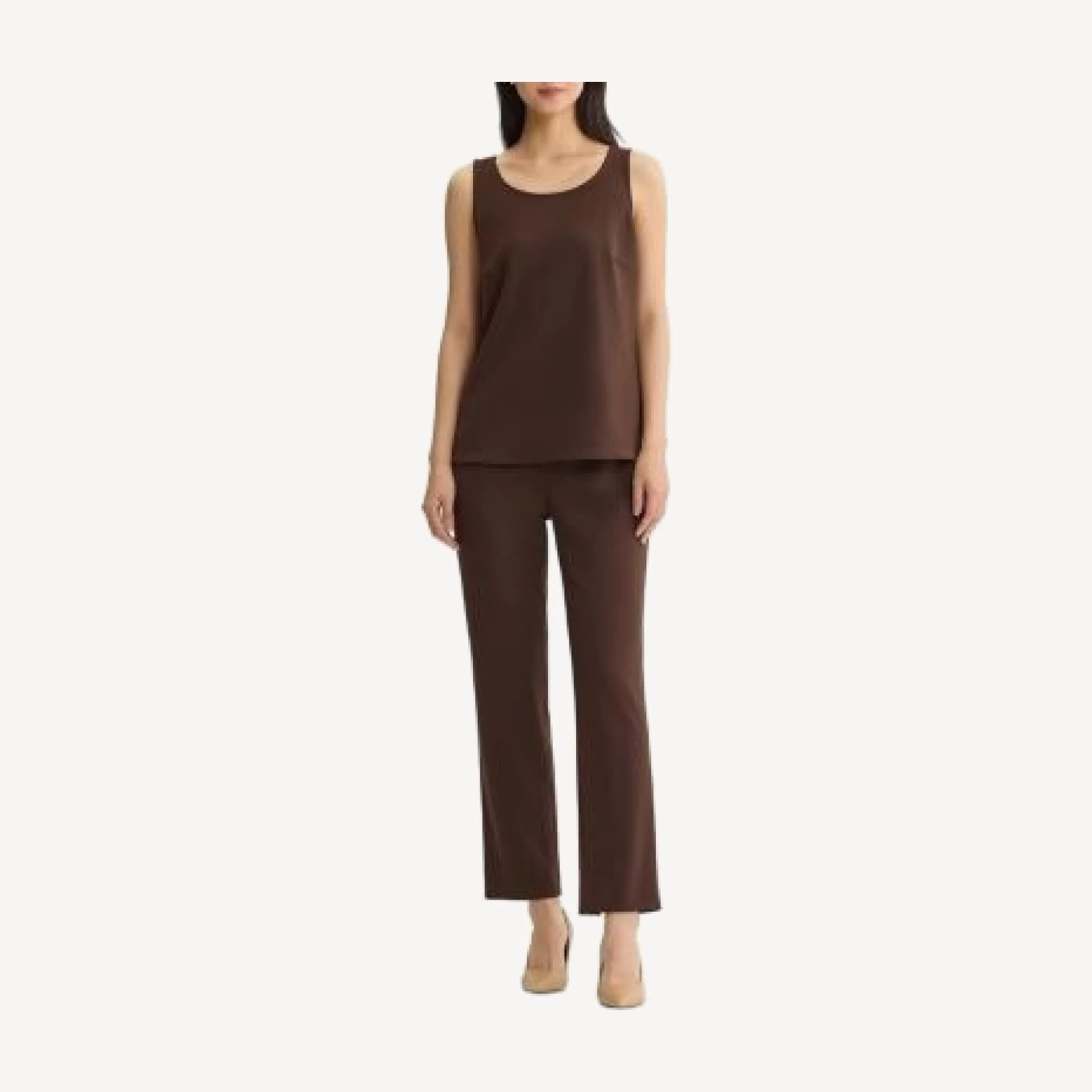 Ming Wang Stretch Deco Crepe Scoop Neck Tank