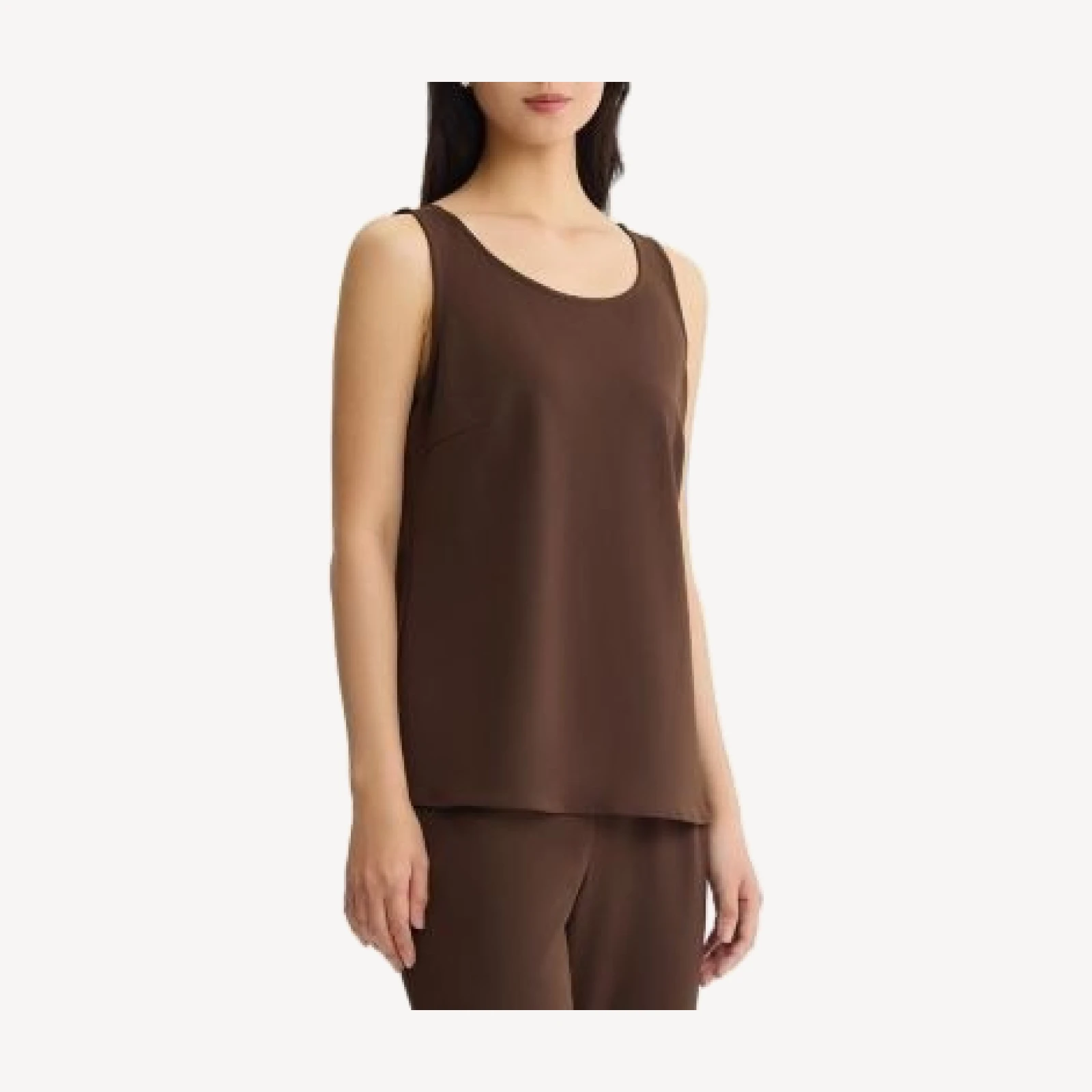 Ming Wang Stretch Deco Crepe Scoop Neck Tank