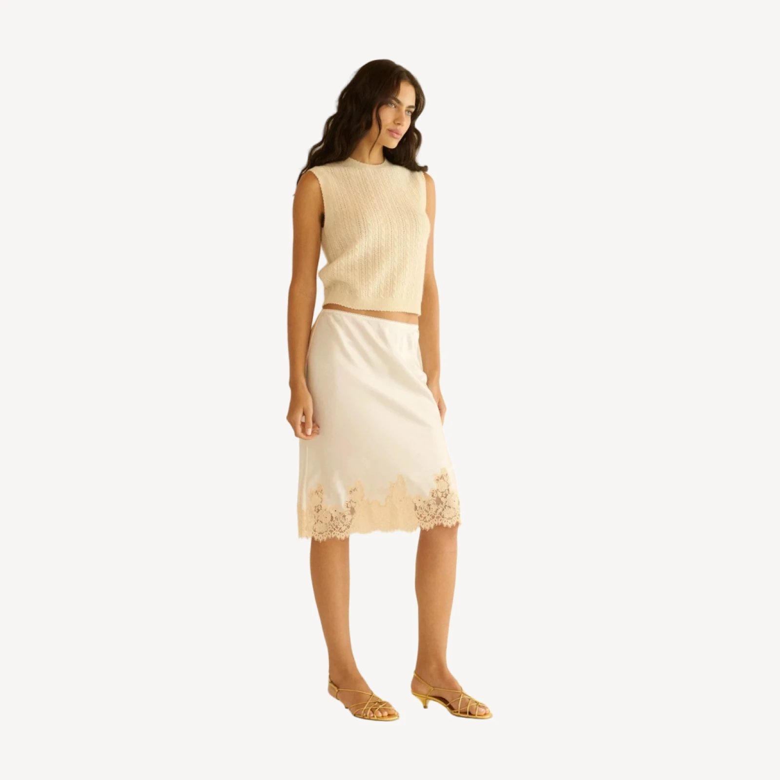 LOUDEN CASHMERE CABLE TOP -- DOGWOOD