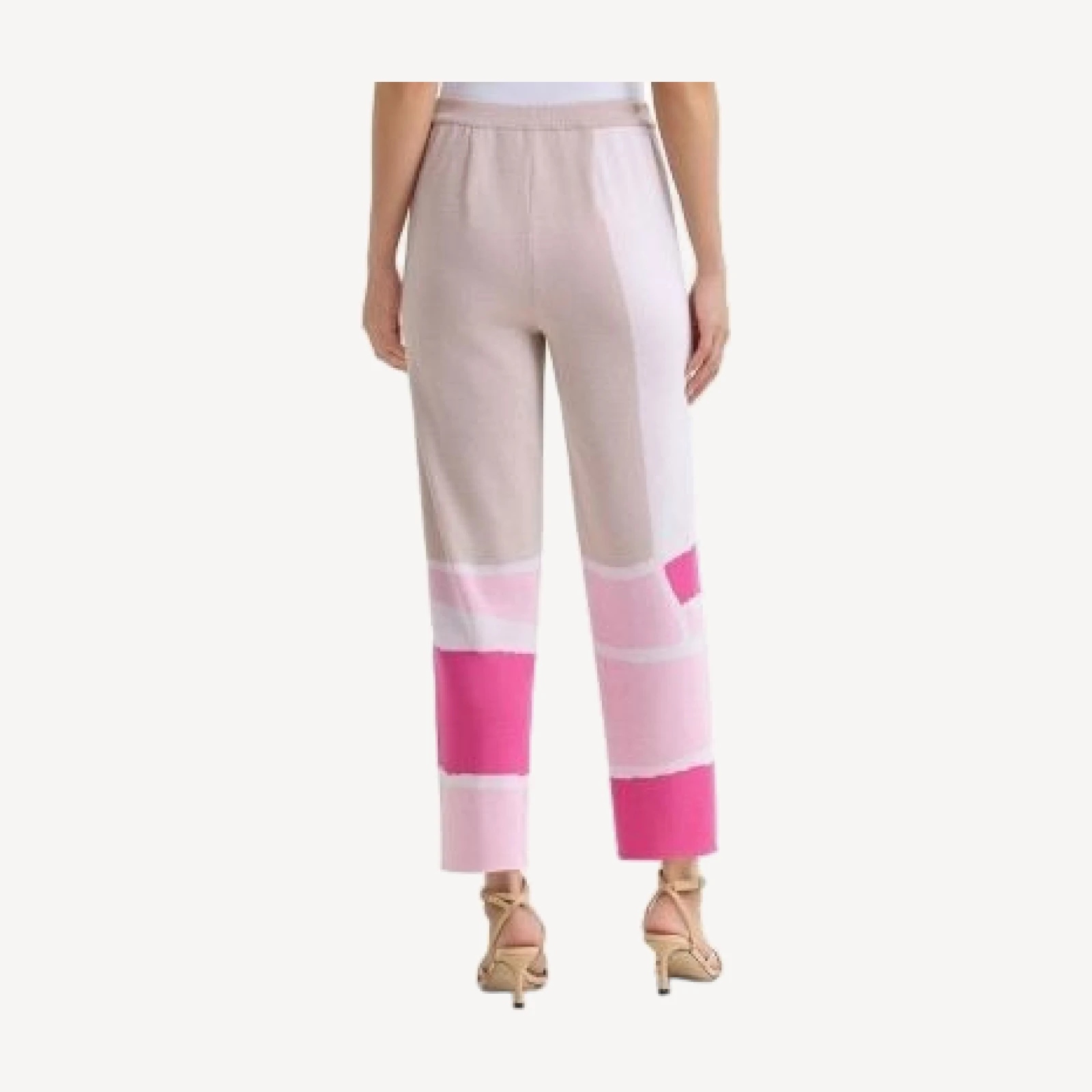 Ming Wang Colorblock Soft Knit Straight Leg Ankle Pants