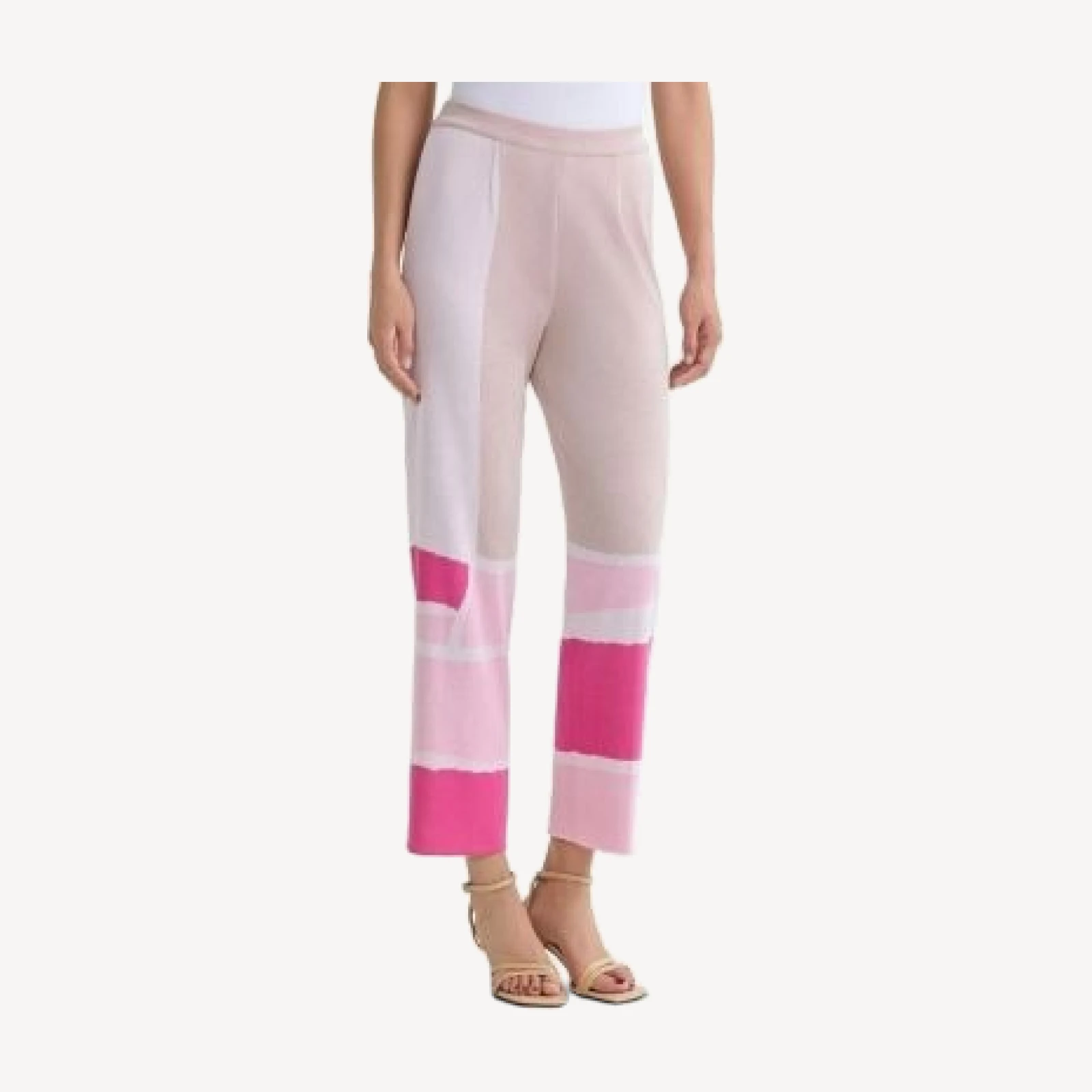 Ming Wang Colorblock Soft Knit Straight Leg Ankle Pants