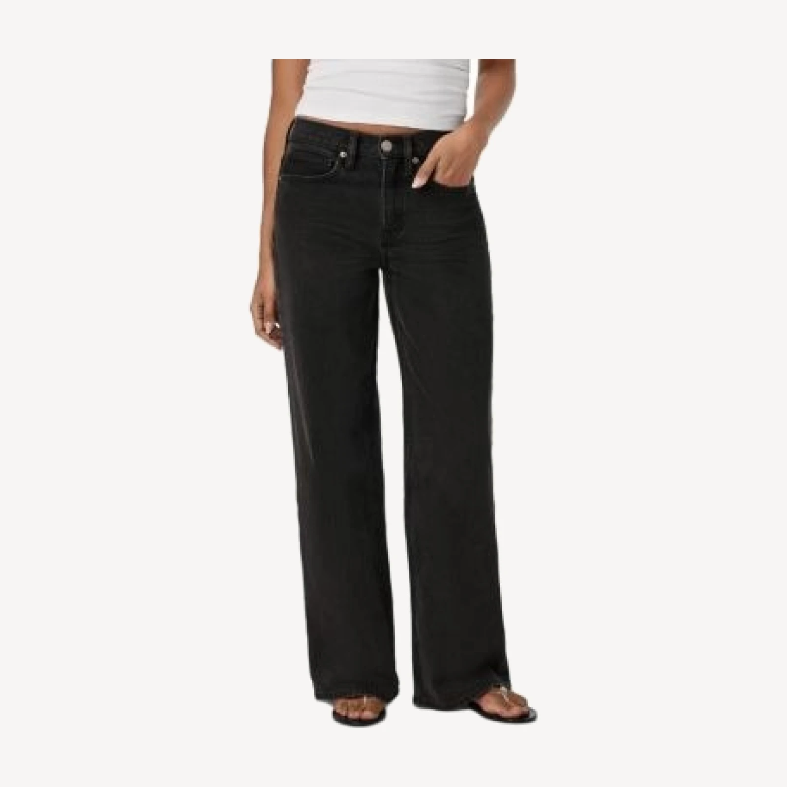 Vuori Vintage Cotton Blend Mid Rise Wide Leg Jeans