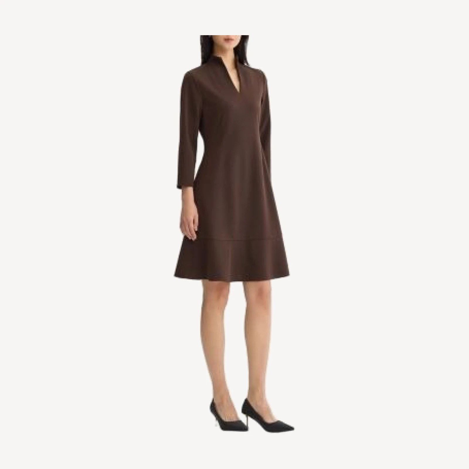 Ming Wang Stretch Deco Crepe Funnel Neck Midi Dress