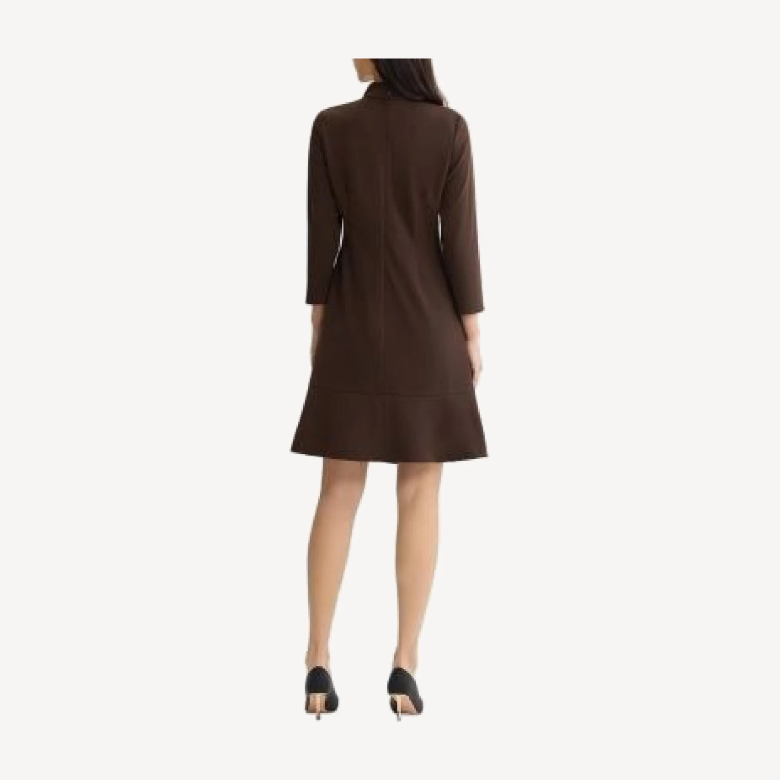 Ming Wang Stretch Deco Crepe Funnel Neck Midi Dress