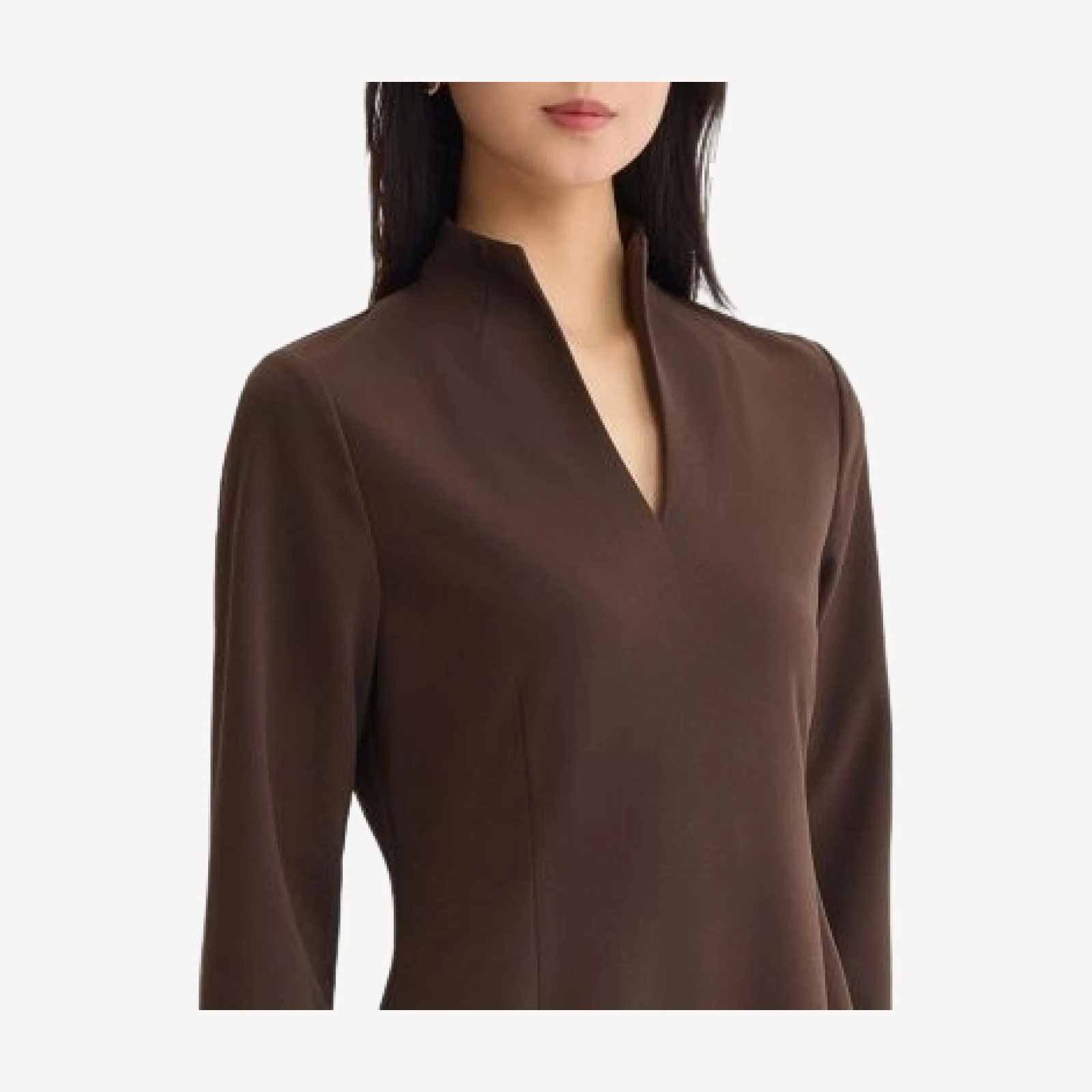 Ming Wang Stretch Deco Crepe Funnel Neck Midi Dress