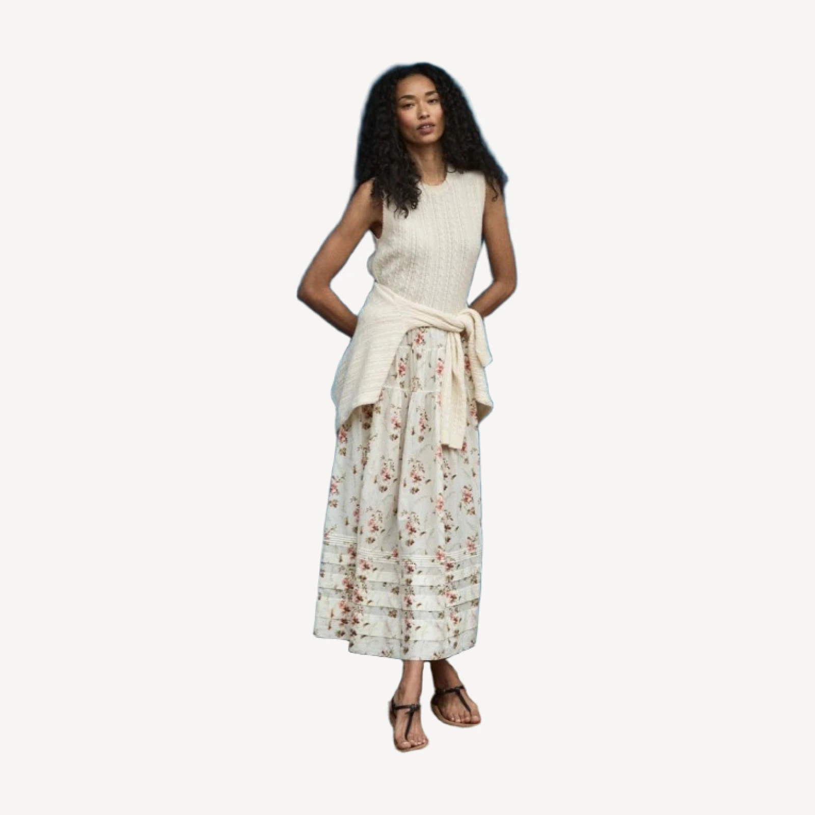 LOUDEN CASHMERE CABLE TOP -- DOGWOOD