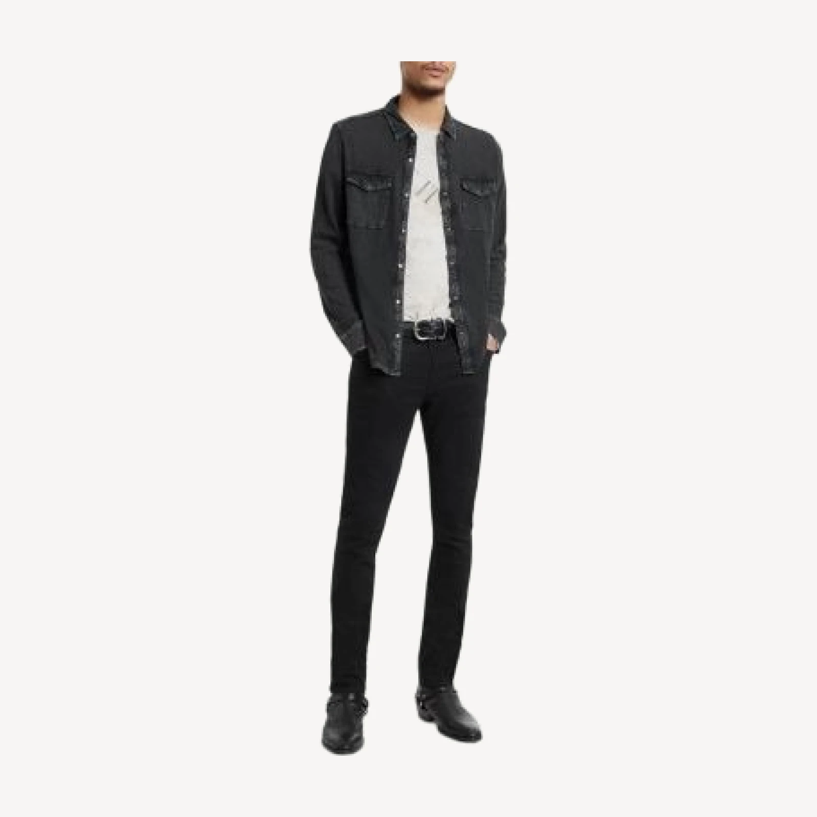 John Varvatos Arvon Cotton Textured Knit Button Down Western Shirt