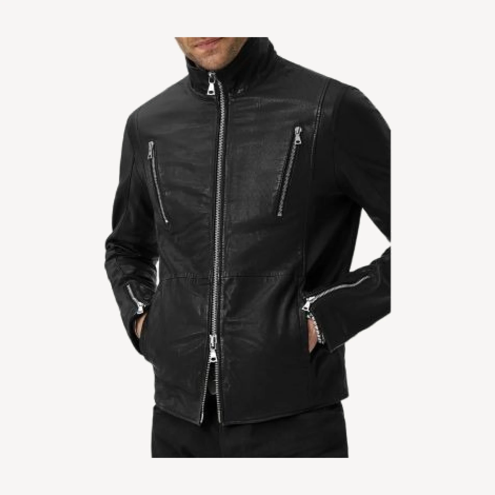 John Varvatos Jared Racer Leather Jacket