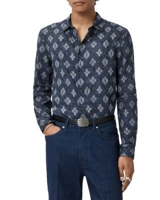 John Varvatos Ross Slim Fit Printed Button Front Shirt