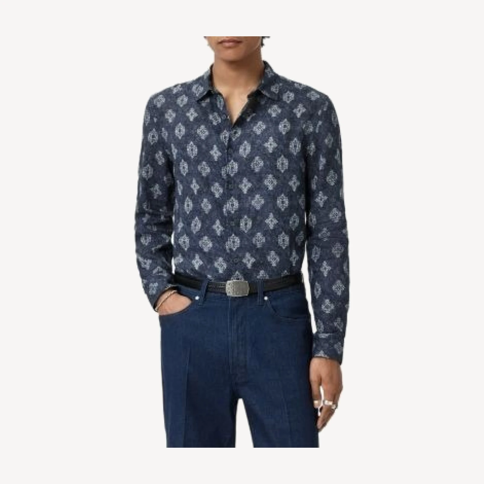 John Varvatos Ross Slim Fit Printed Button Front Shirt