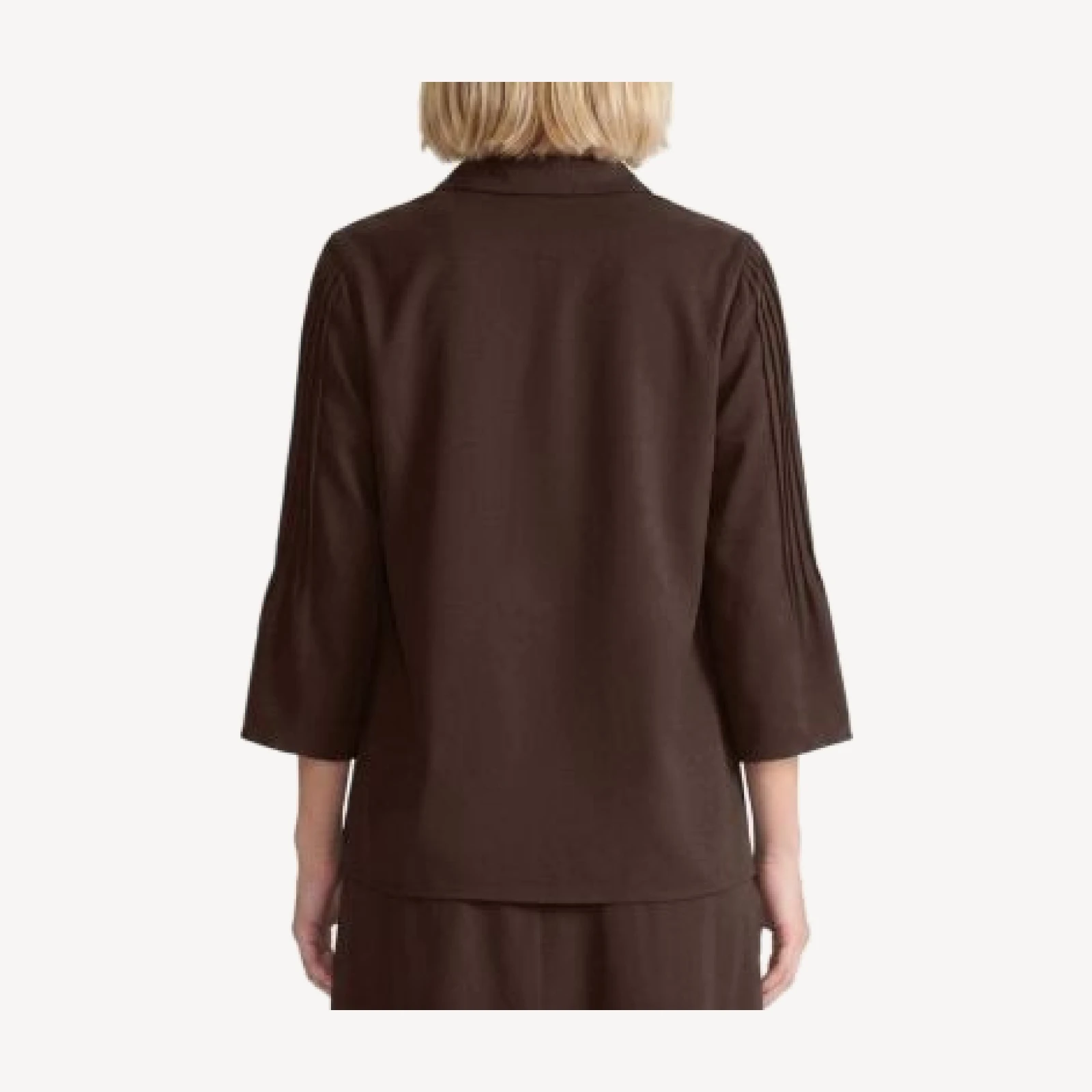 Ming Wang Flare Sleeve Faux Suede Blouse