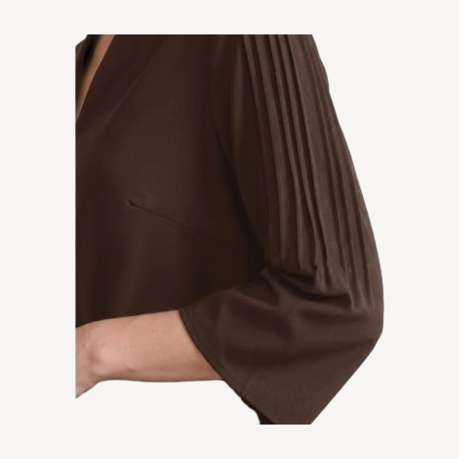 Ming Wang Flare Sleeve Faux Suede Blouse