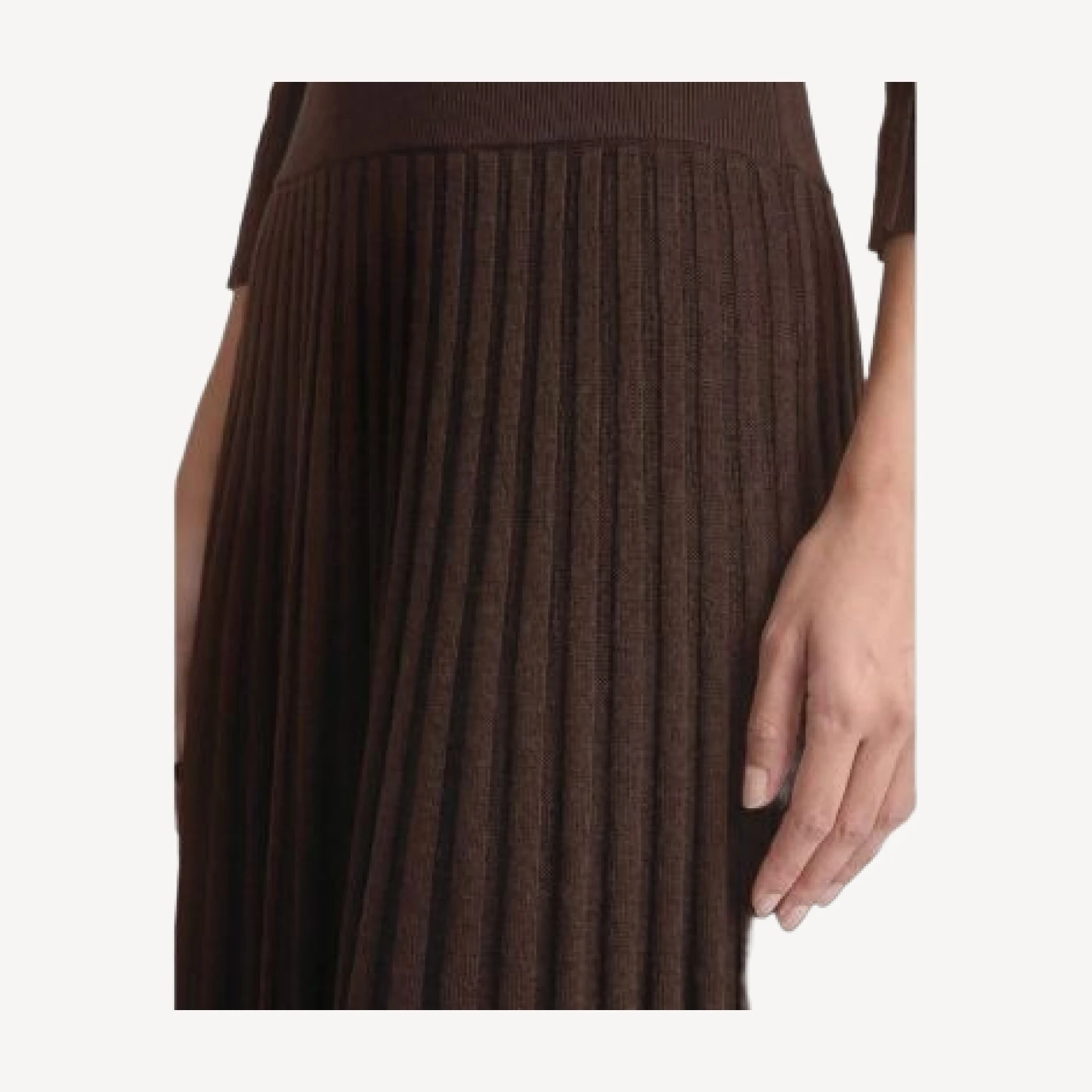 Ming Wang Linear Pointelle Tonal Knit Fit and Flare Midi Dress