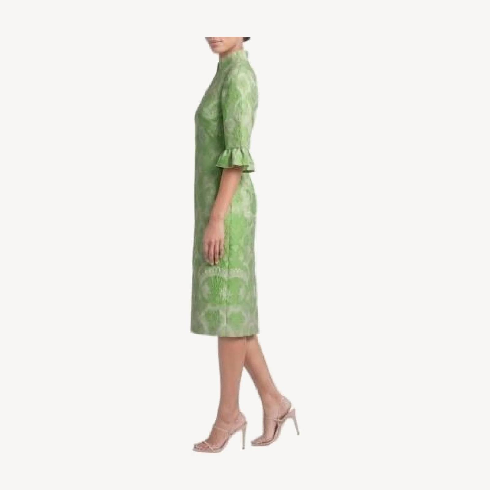 Ming Wang Damask Jacquard Woven Midi Dress