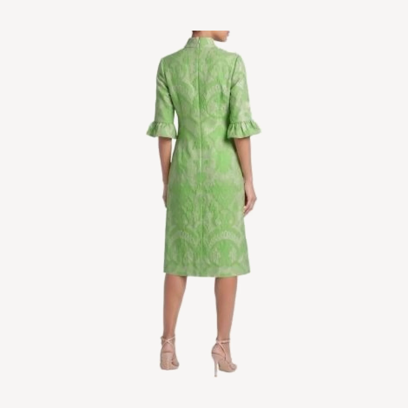 Ming Wang Damask Jacquard Woven Midi Dress