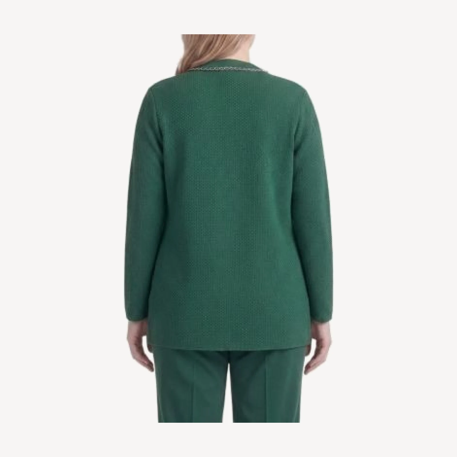 Ming Wang Plus Tonal Chain Trim Knit Jacket