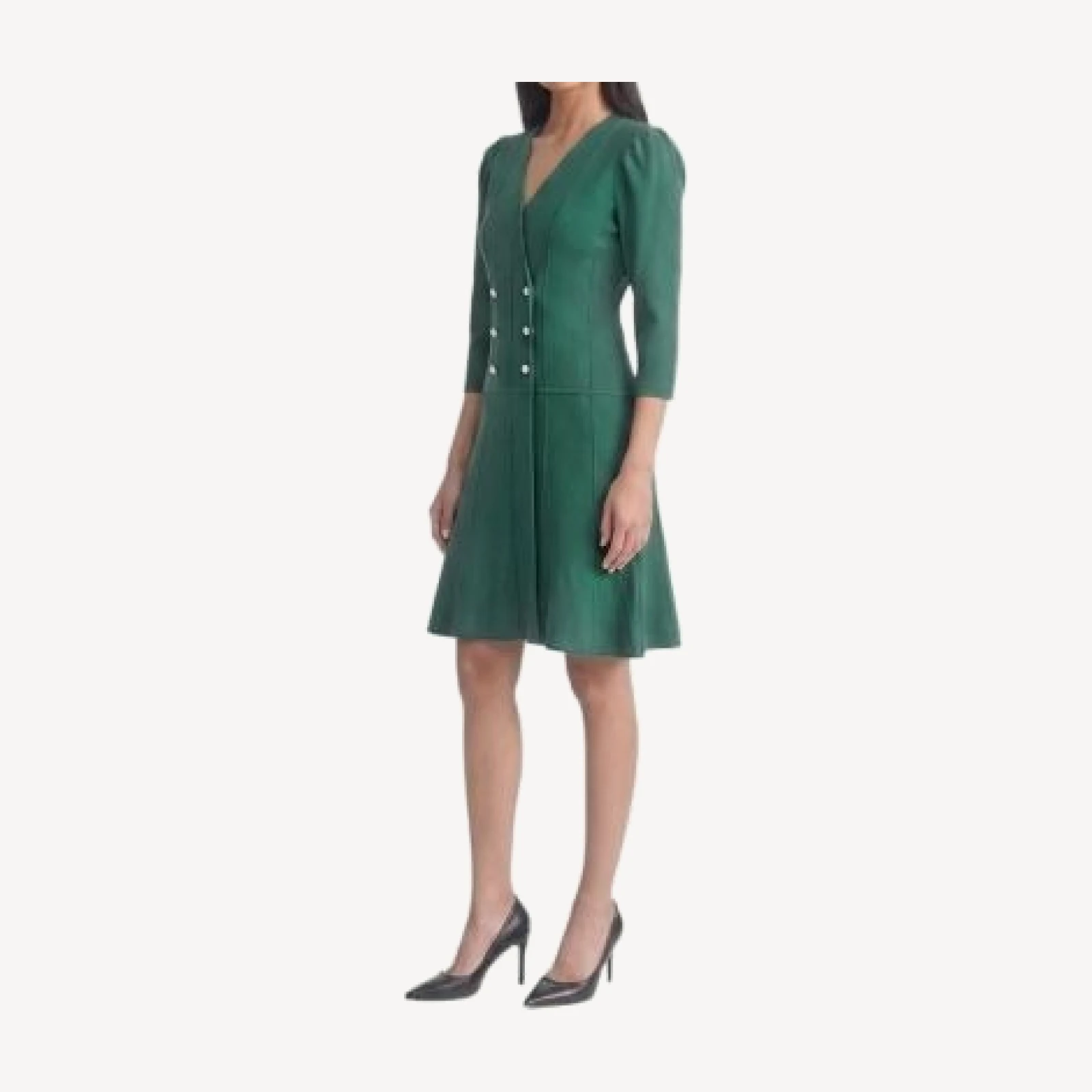 Ming Wang A-Line Faux Wrap Soft Knit Dress