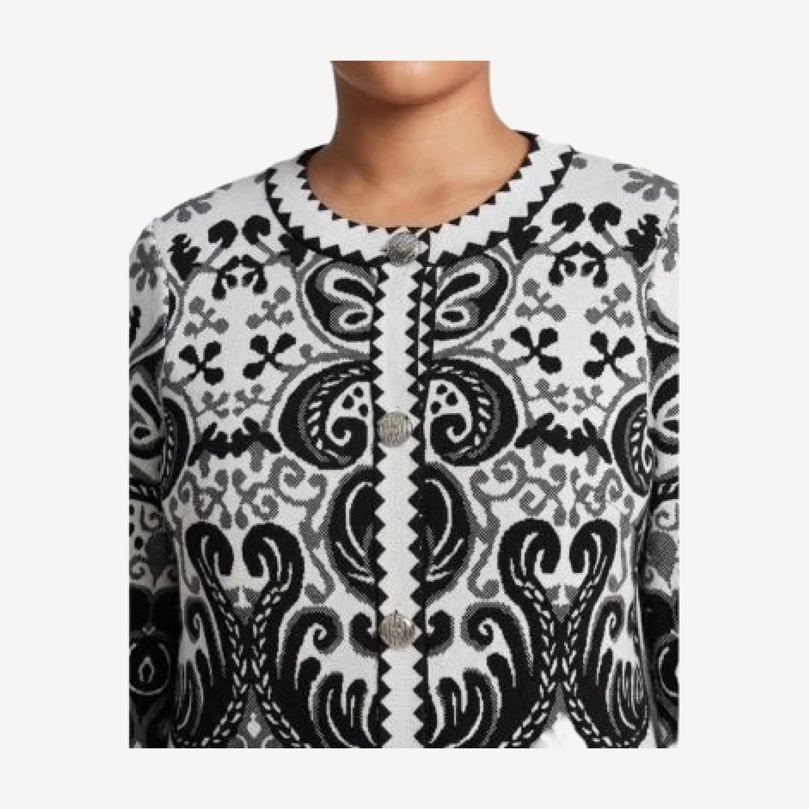 Ming Wang Plus Multi-Pattern Jacquard Soft Knit Jacket