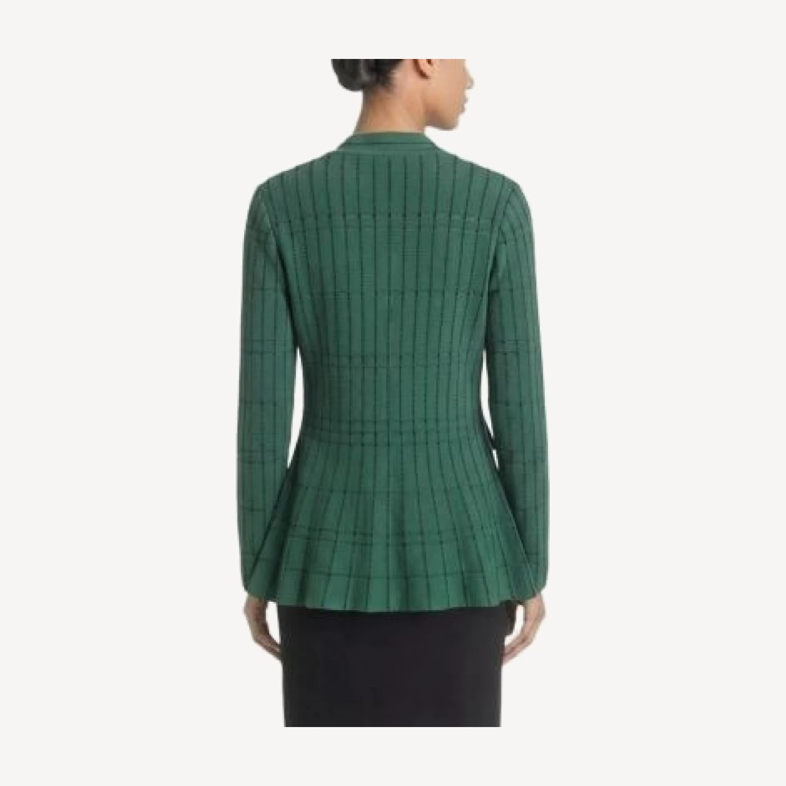Ming Wang Petite Dotted Stripe Peplum Knit Jacket