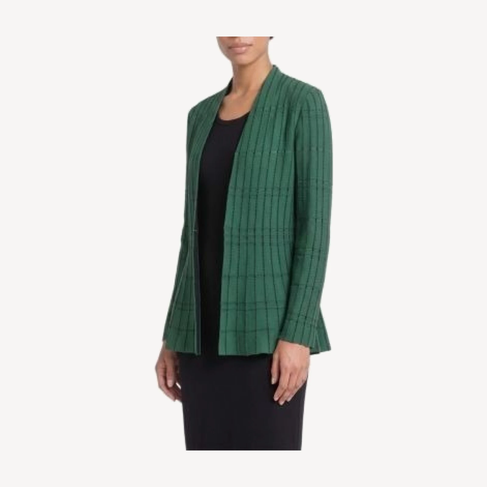 Ming Wang Petite Dotted Stripe Peplum Knit Jacket