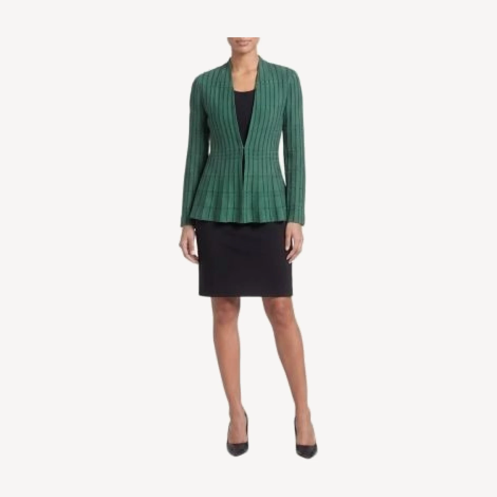 Ming Wang Petite Dotted Stripe Peplum Knit Jacket