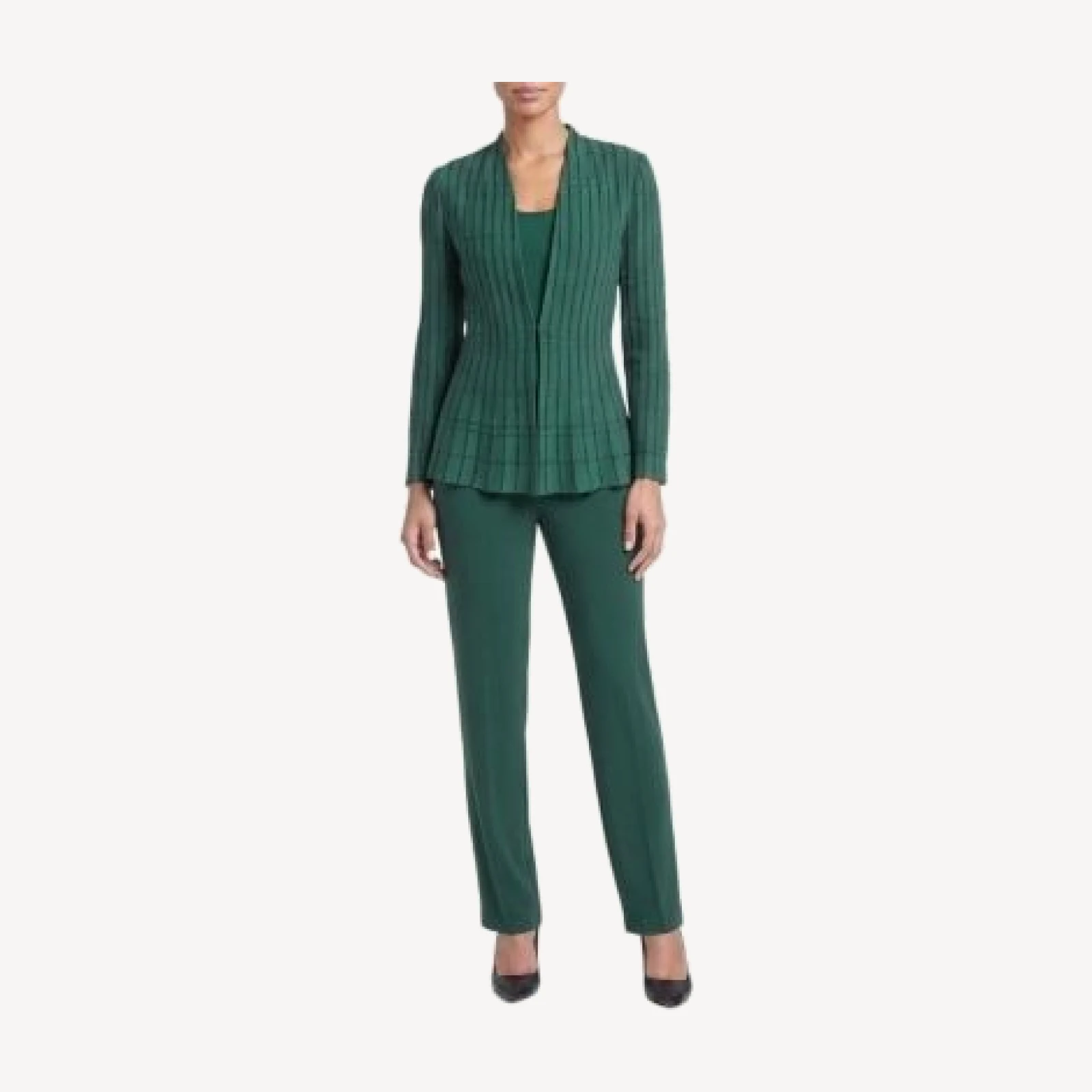 Ming Wang Petite Dotted Stripe Peplum Knit Jacket