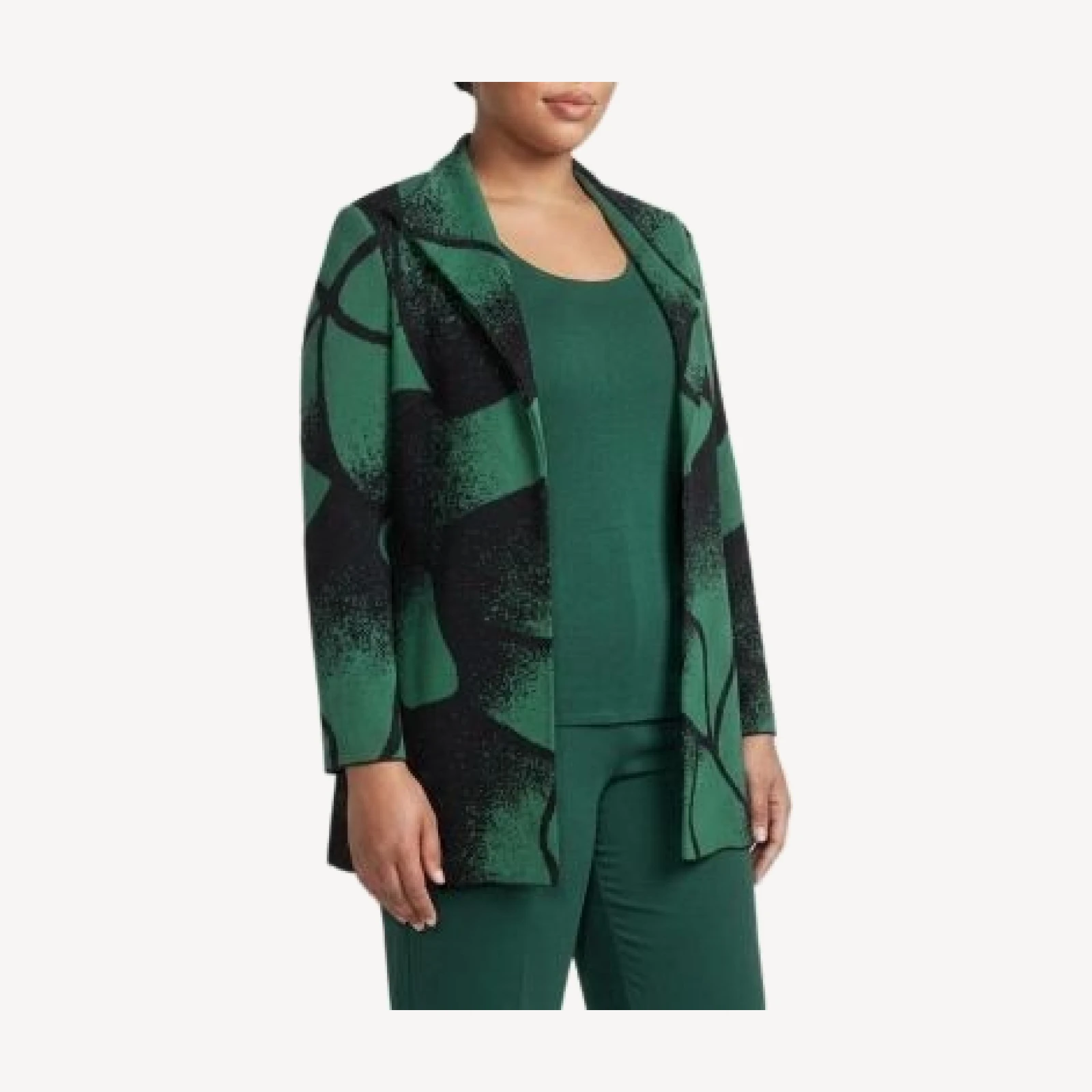 Ming Wang Plus Abstract Jacquard Knit Jacket