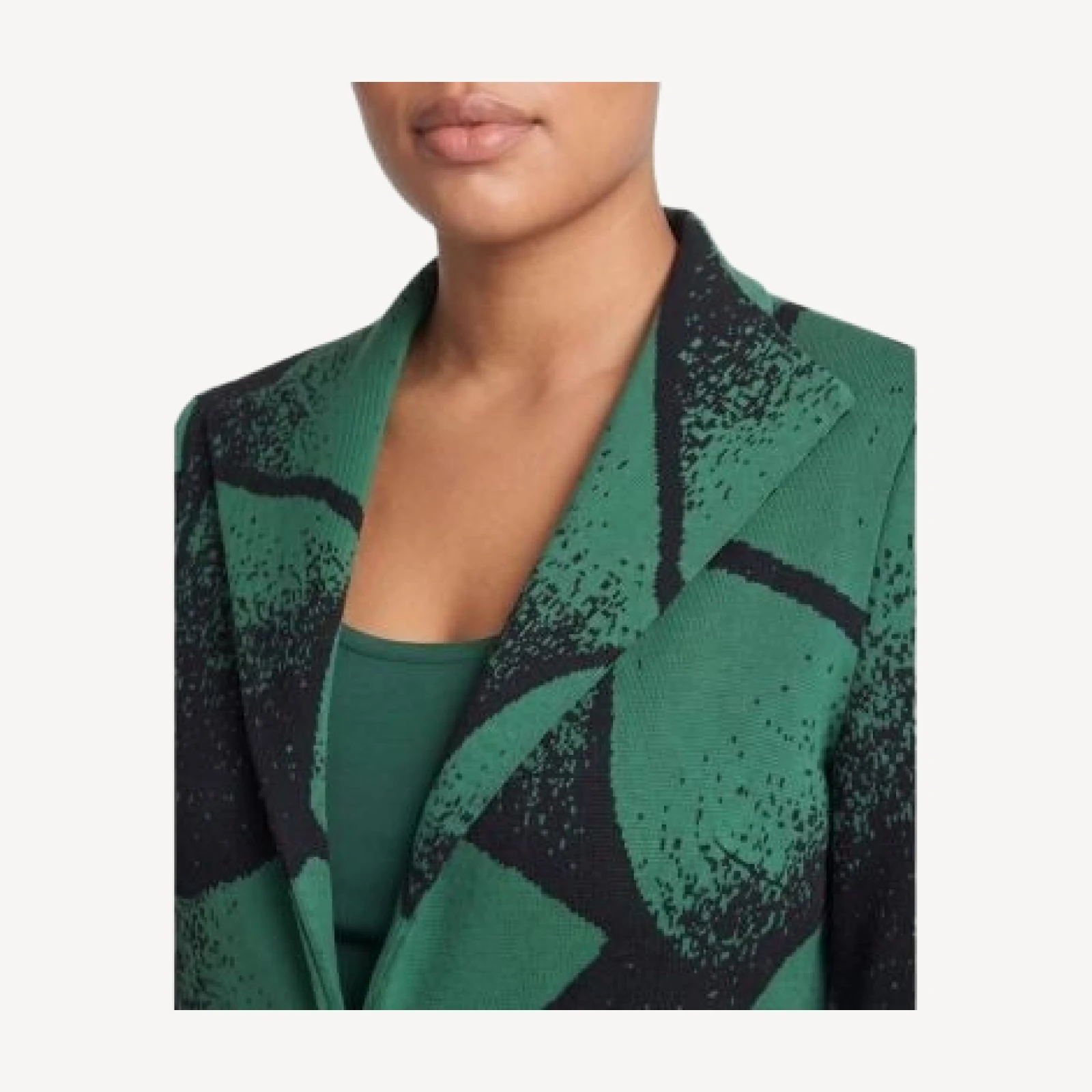 Ming Wang Plus Abstract Jacquard Knit Jacket
