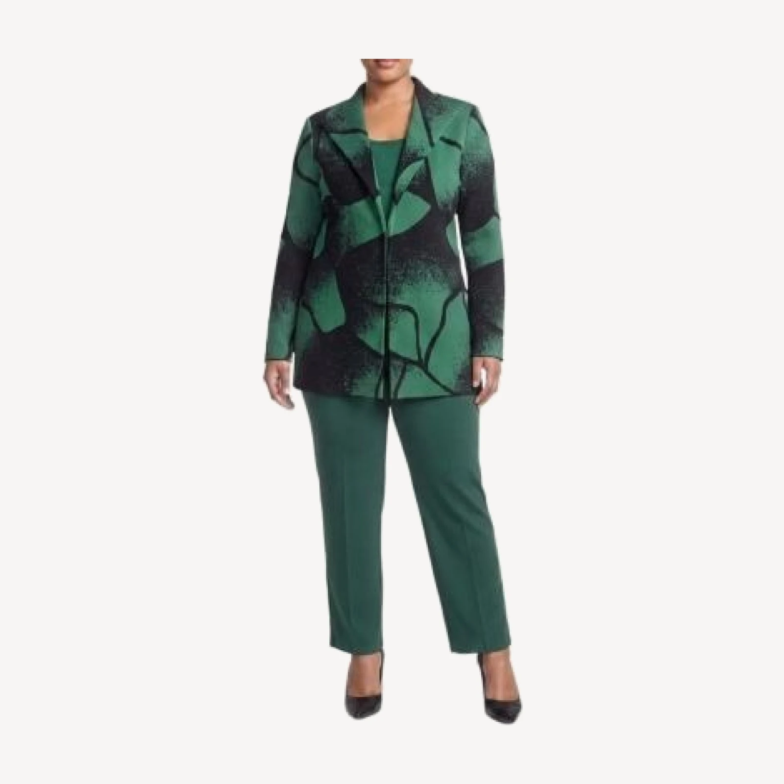 Ming Wang Plus Abstract Jacquard Knit Jacket