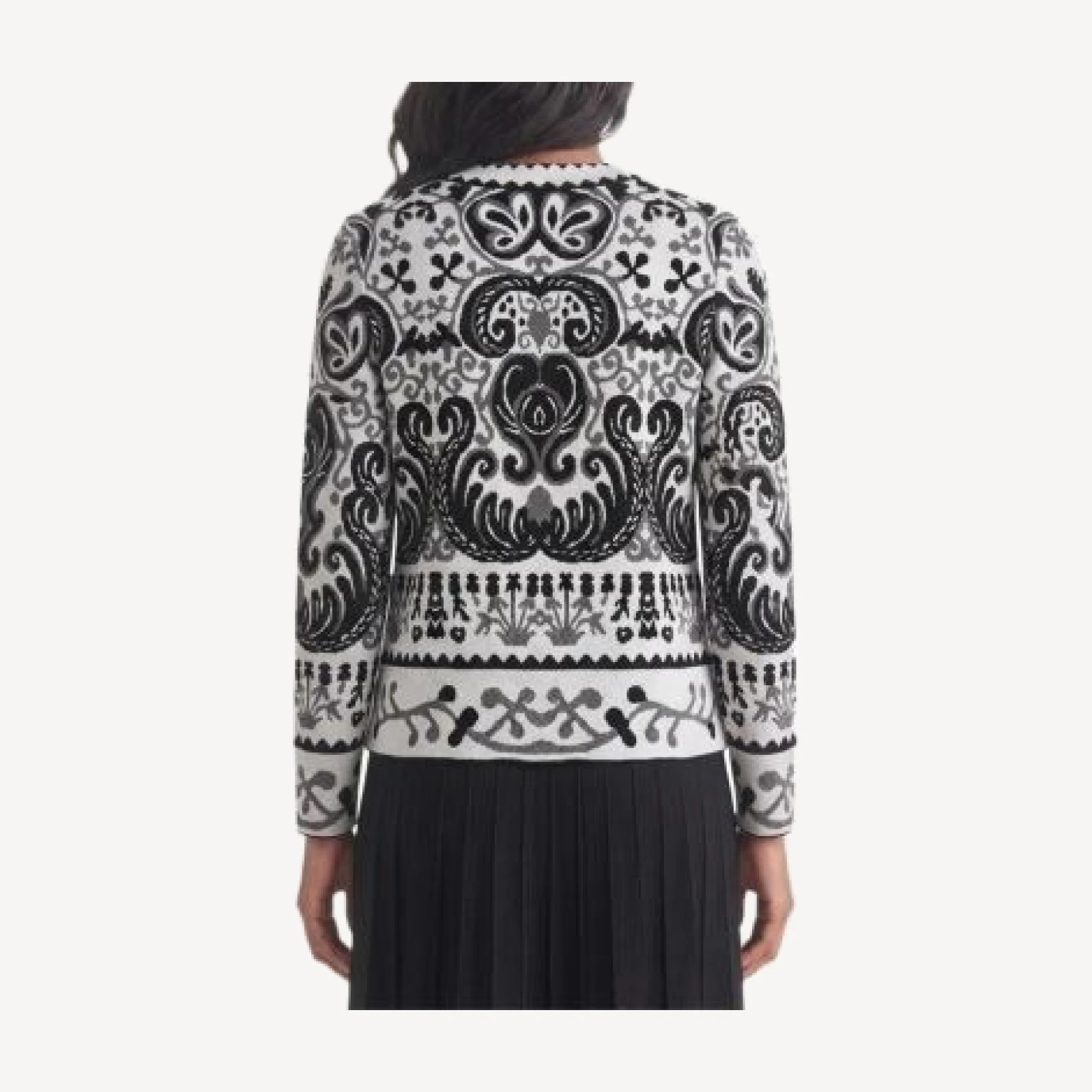 Ming Wang Multi-Pattern Jacquard Soft Knit Jacket