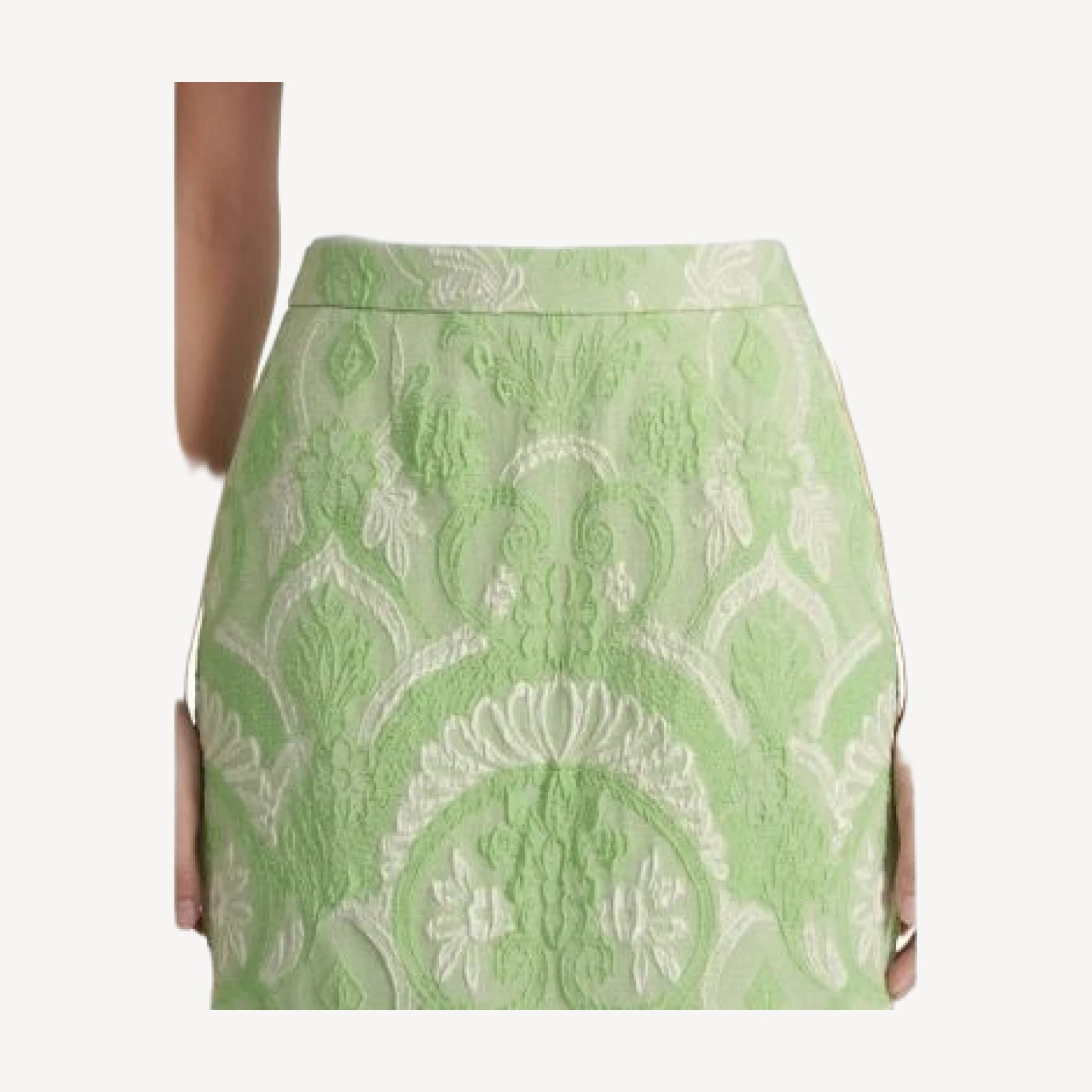 Ming Wang Damask Jacquard Woven Straight Midi Skirt