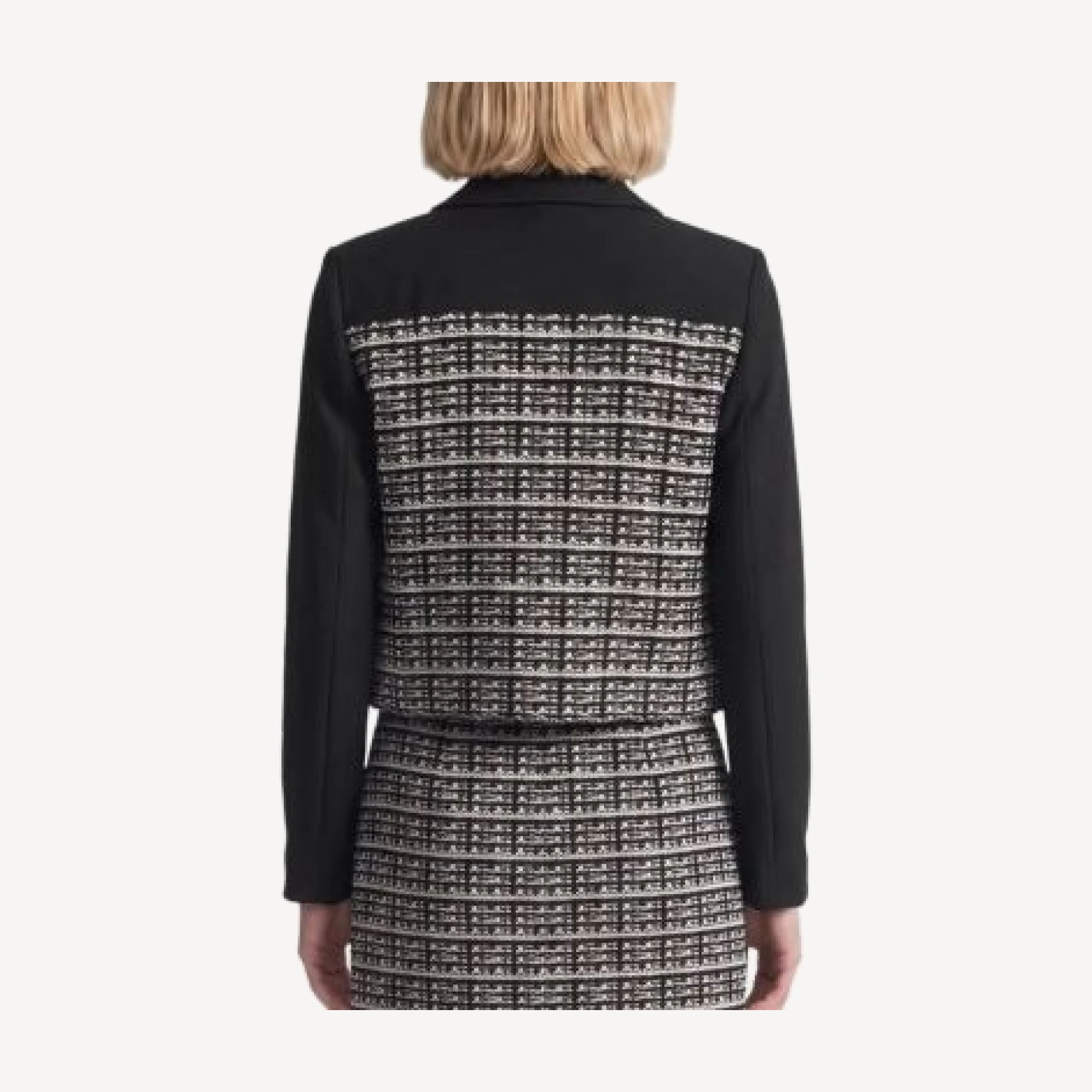 Ming Wang Mixed-Media Tweed Knit Jacket