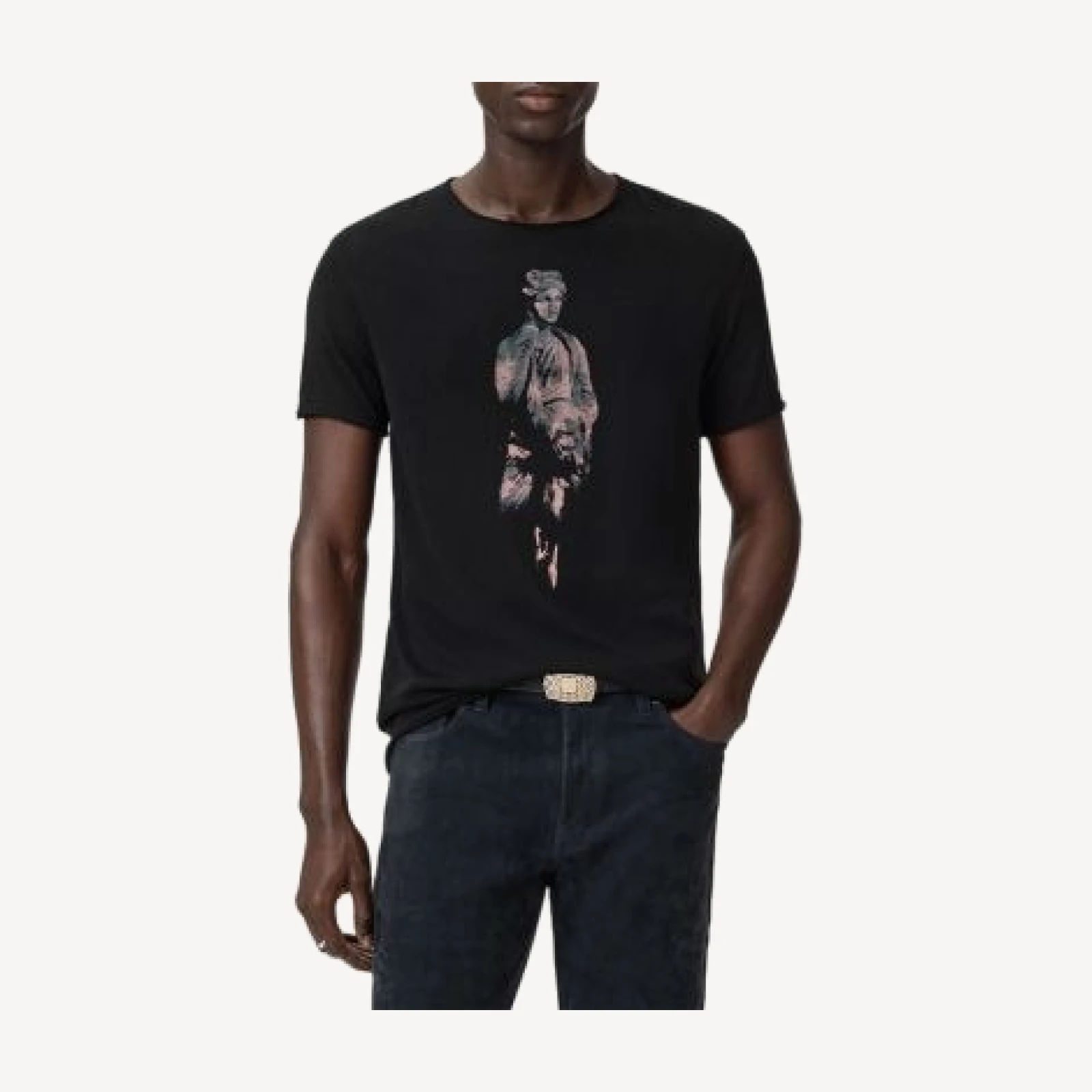John Varvatos Short Sleeve Raw Edge Graphic Tee