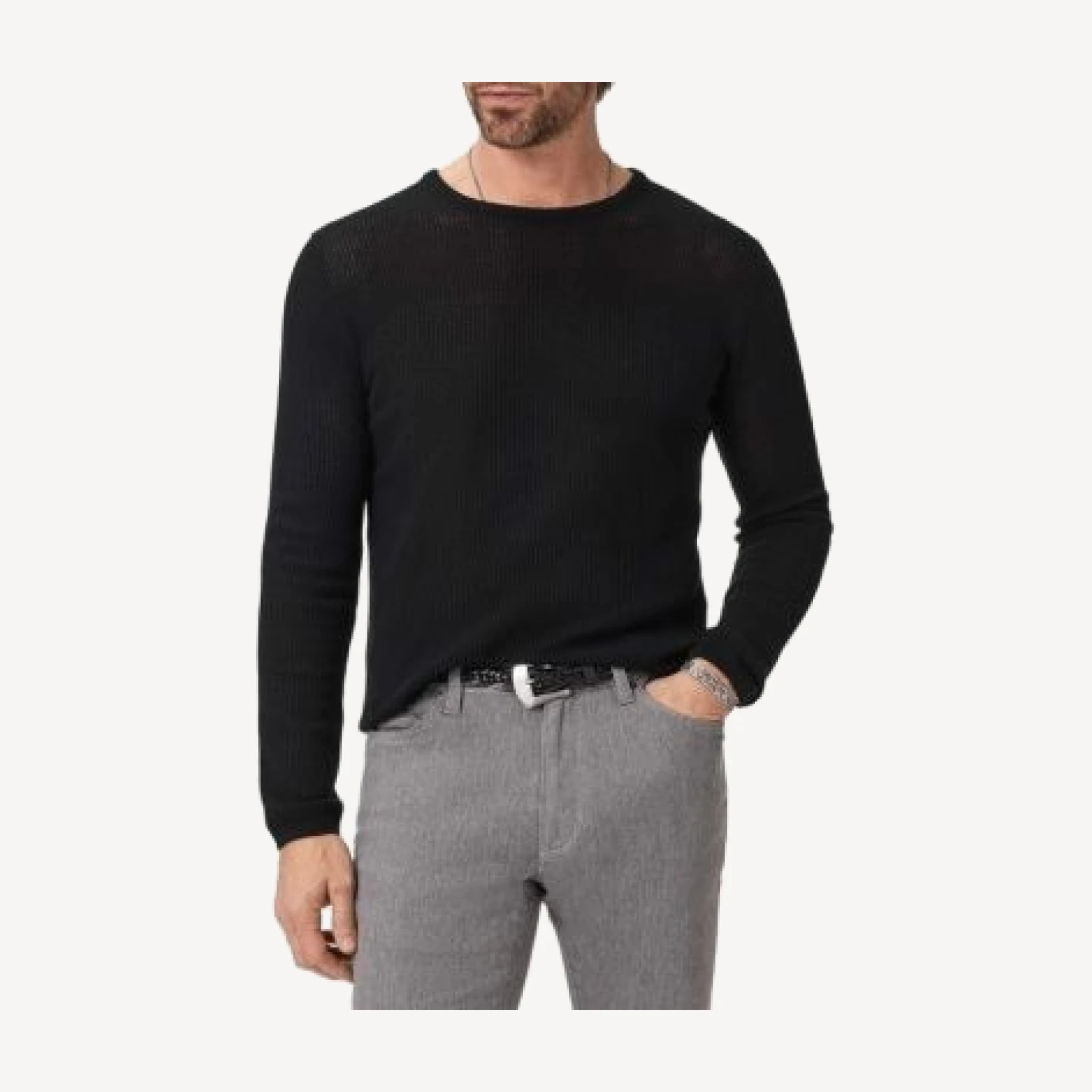 John Varvatos Montclair Long Sleeve Mesh Crewneck Sweater