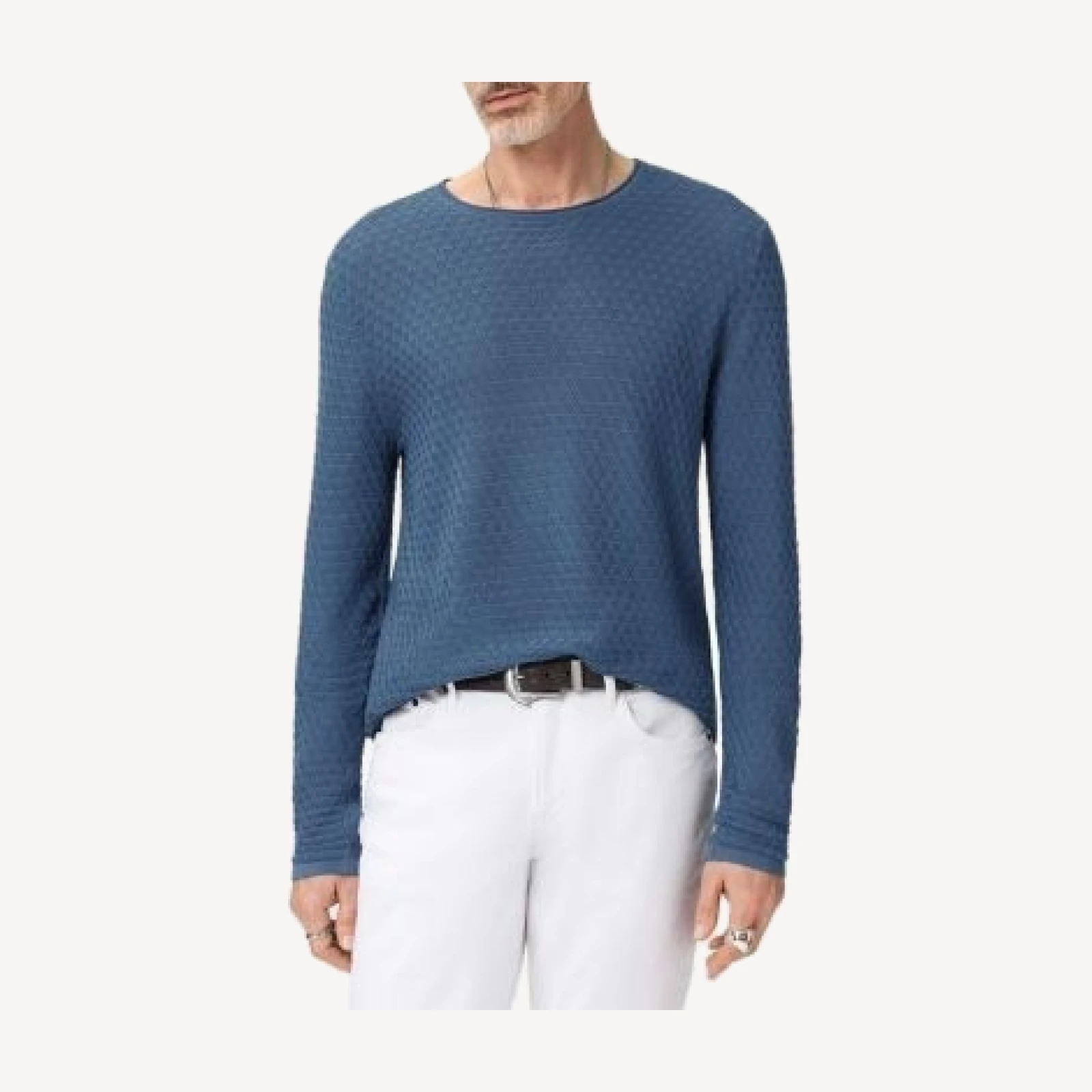 John Varvatos Seymour Long Sleeve Crewneck Texture Jacquard Tee