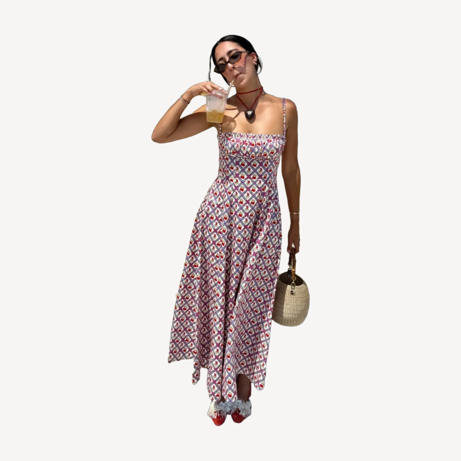 The Maisie Dress - Diamond Cherries Cherry Red