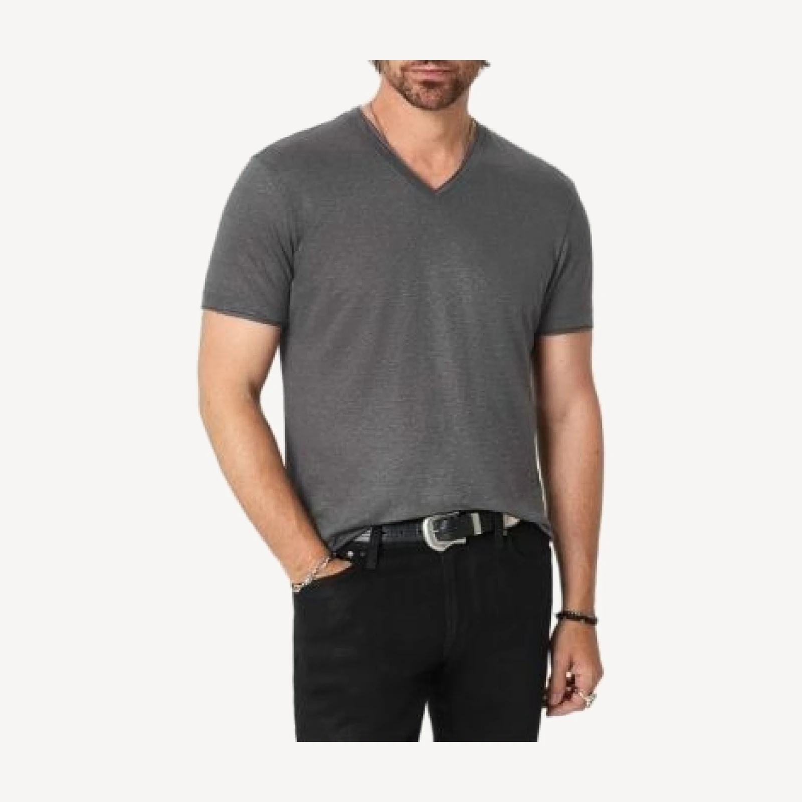John Varvatos Wooster Linen V Neck T-Shirt