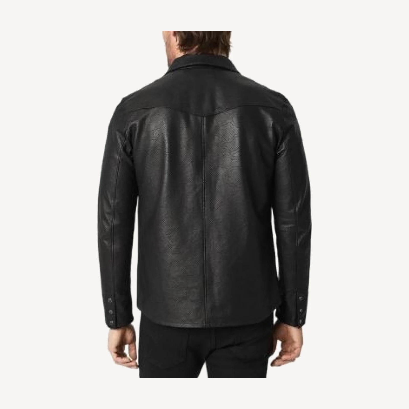 John Varvatos Sage Leather Pocket Shirt