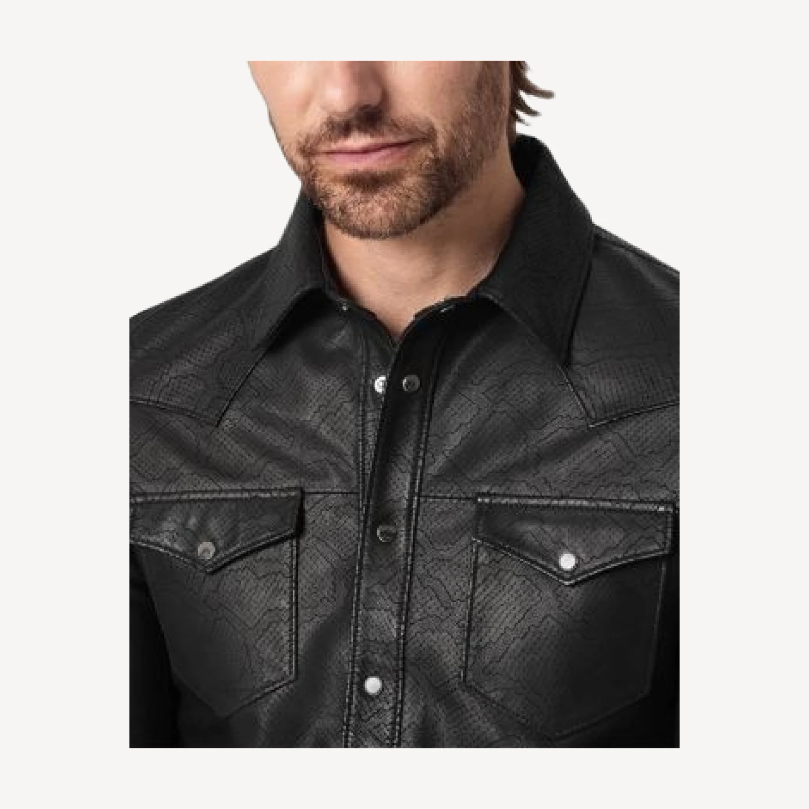John Varvatos Sage Leather Pocket Shirt