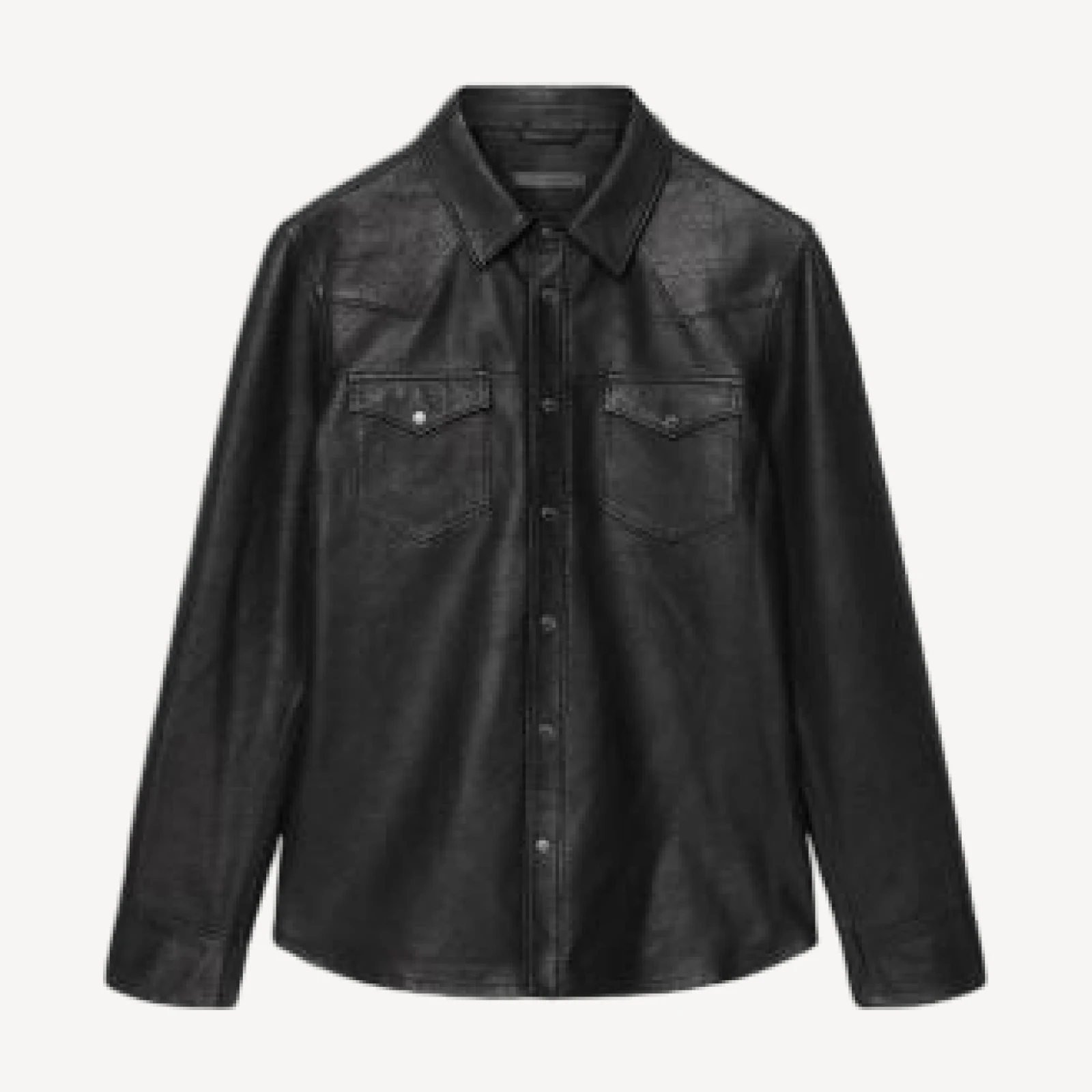 John Varvatos Sage Leather Pocket Shirt
