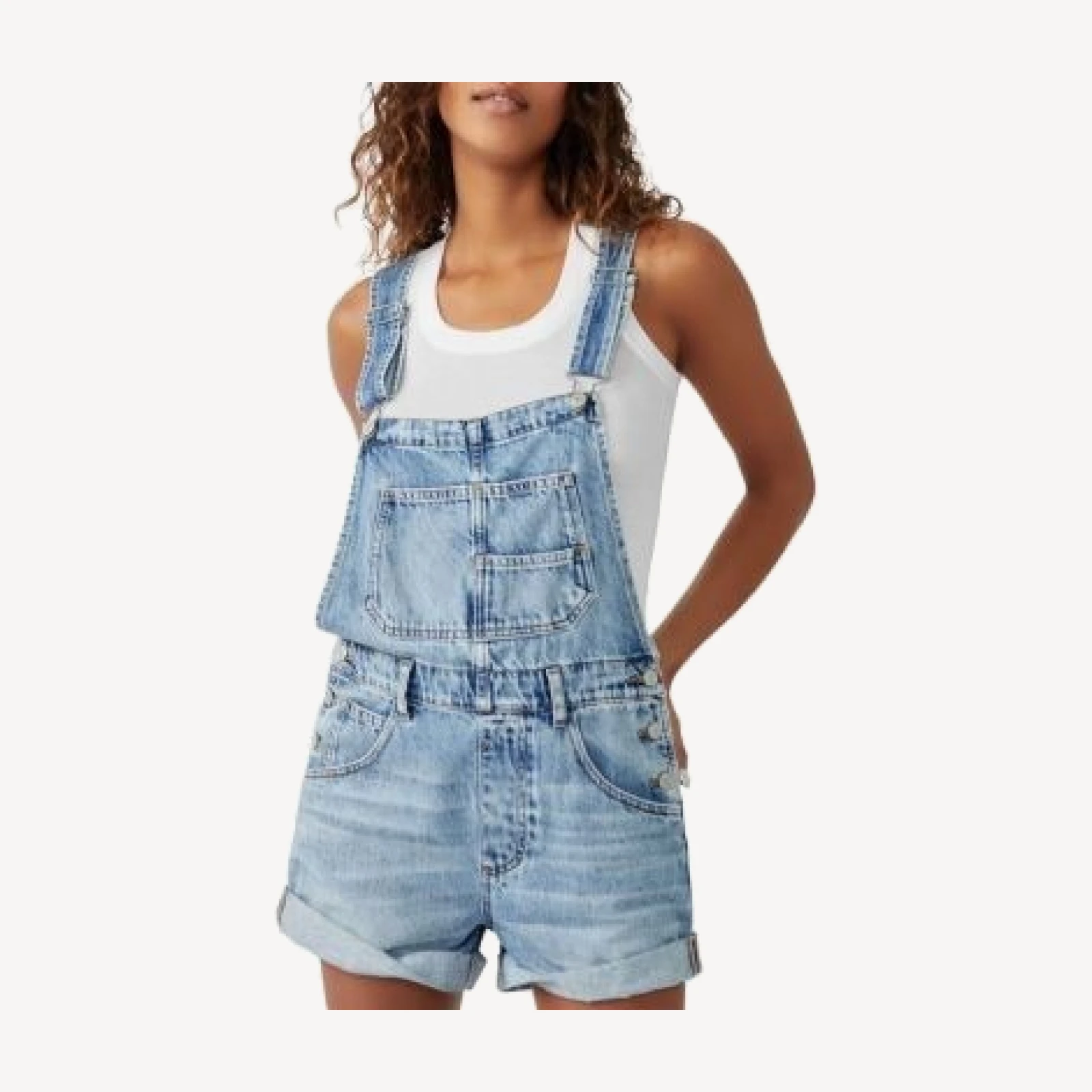 Free People We The Free Ziggy Cotton Denim Romper
