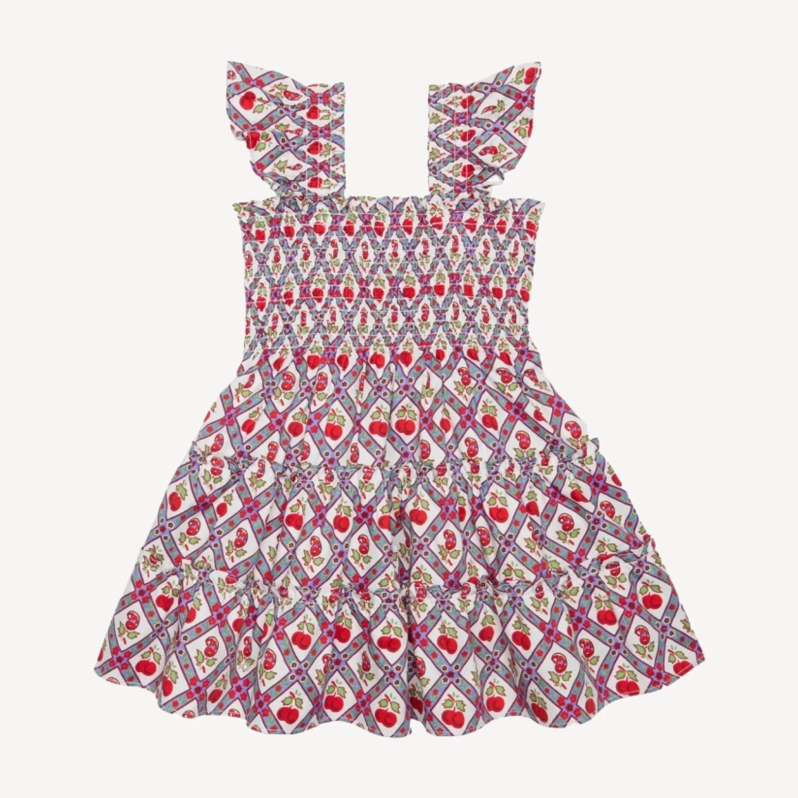 The Baby Ellie Nap Dress - Diamond Cherries Cherry Red