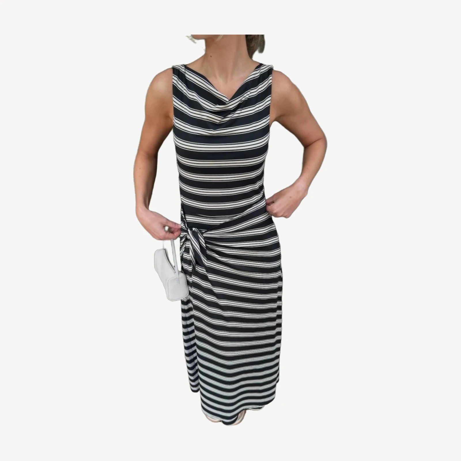 The Jayne Dress - Black/Ivory Stripe