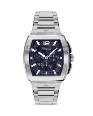 Ferragamo F-80 Tonneau Stainless Steel Chronograph Watch, 41.8mm