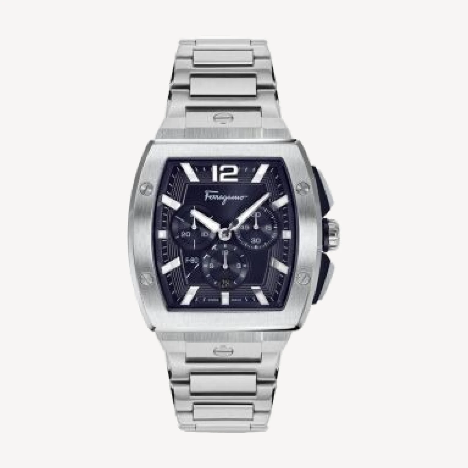 Ferragamo F-80 Tonneau Stainless Steel Chronograph Watch, 41.8mm
